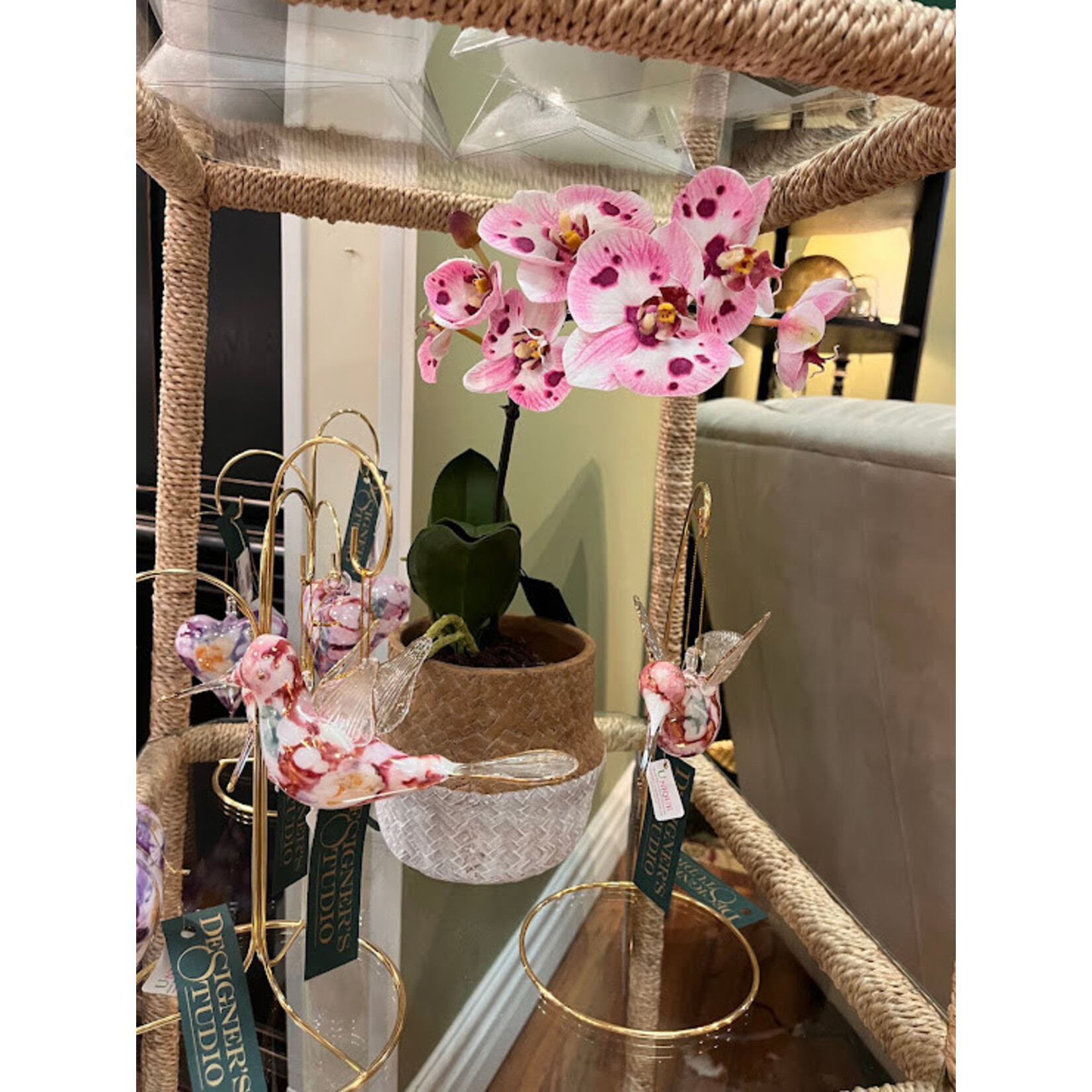 Winward Home Artificial Lavender White Phalaenopsis Orchid Root Ball 14"