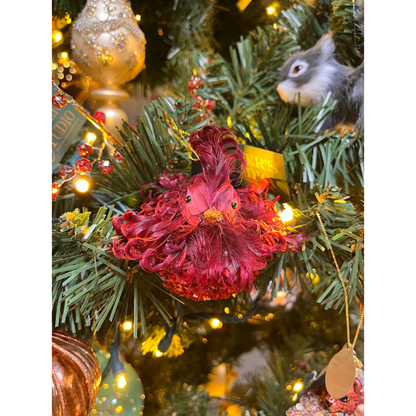 Katherine's Collection Burgundy Jewel Tone Nativity Fluffle Small   Bird Ornament