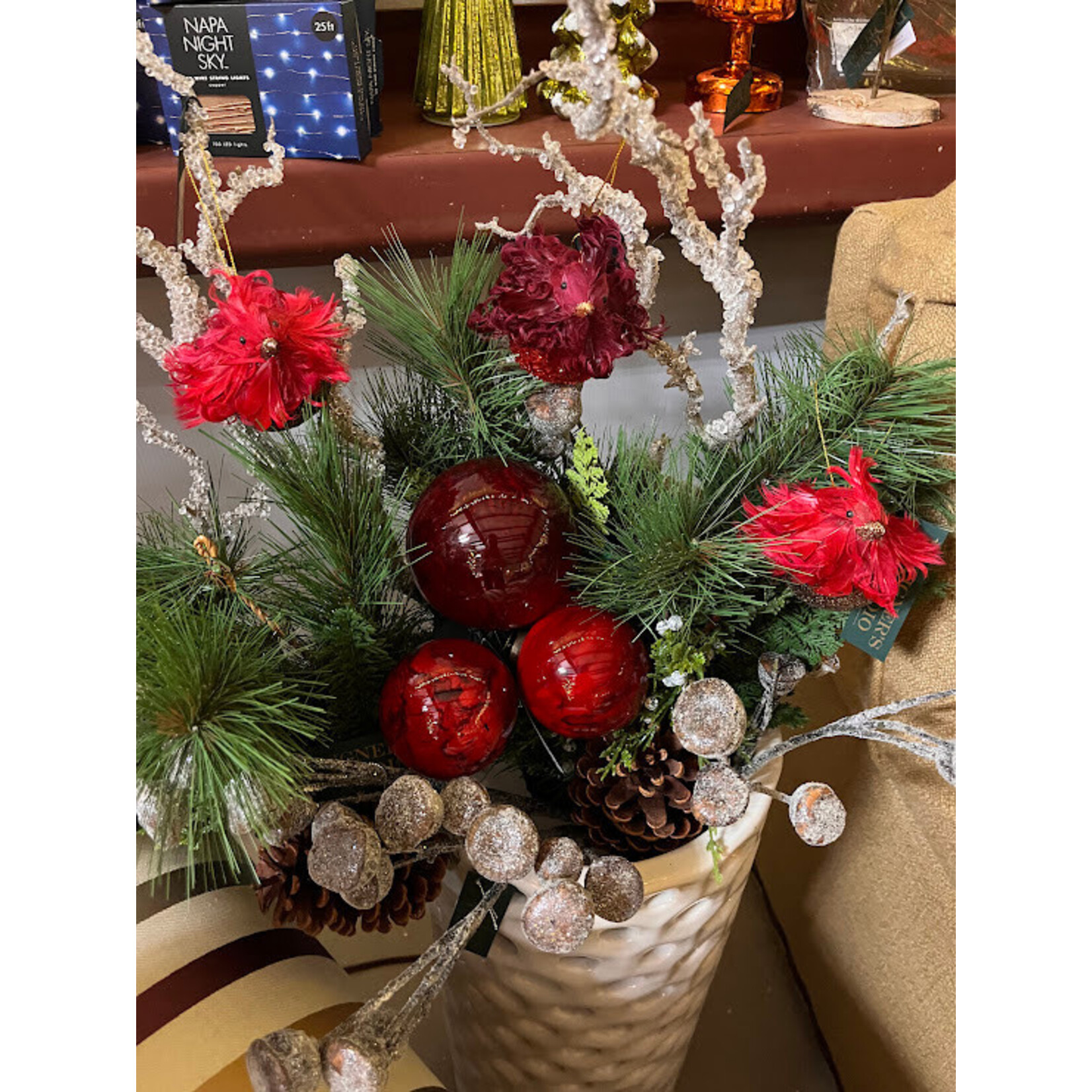 Katherine's Collection Burgundy Jewel Tone Nativity Fluffle Small   Bird Ornament