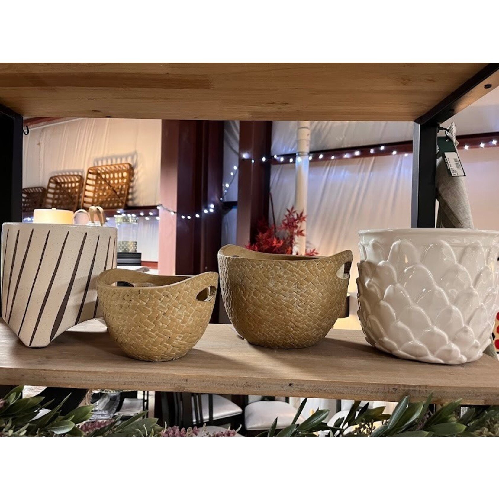 Napa Home and Garden Basket Weave Natural Cachepot - Small 6" x 4"