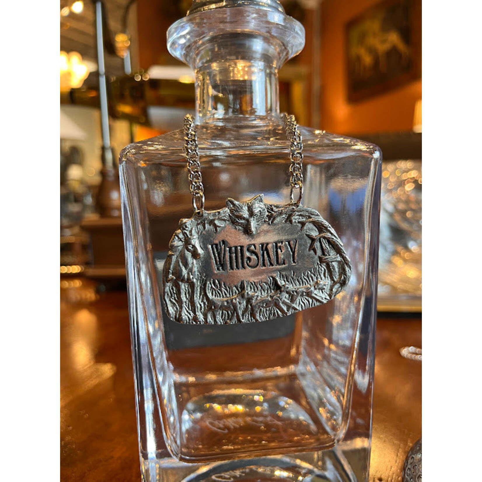 Vagabond House Pewter Hunt Decanter Tag Whiskey