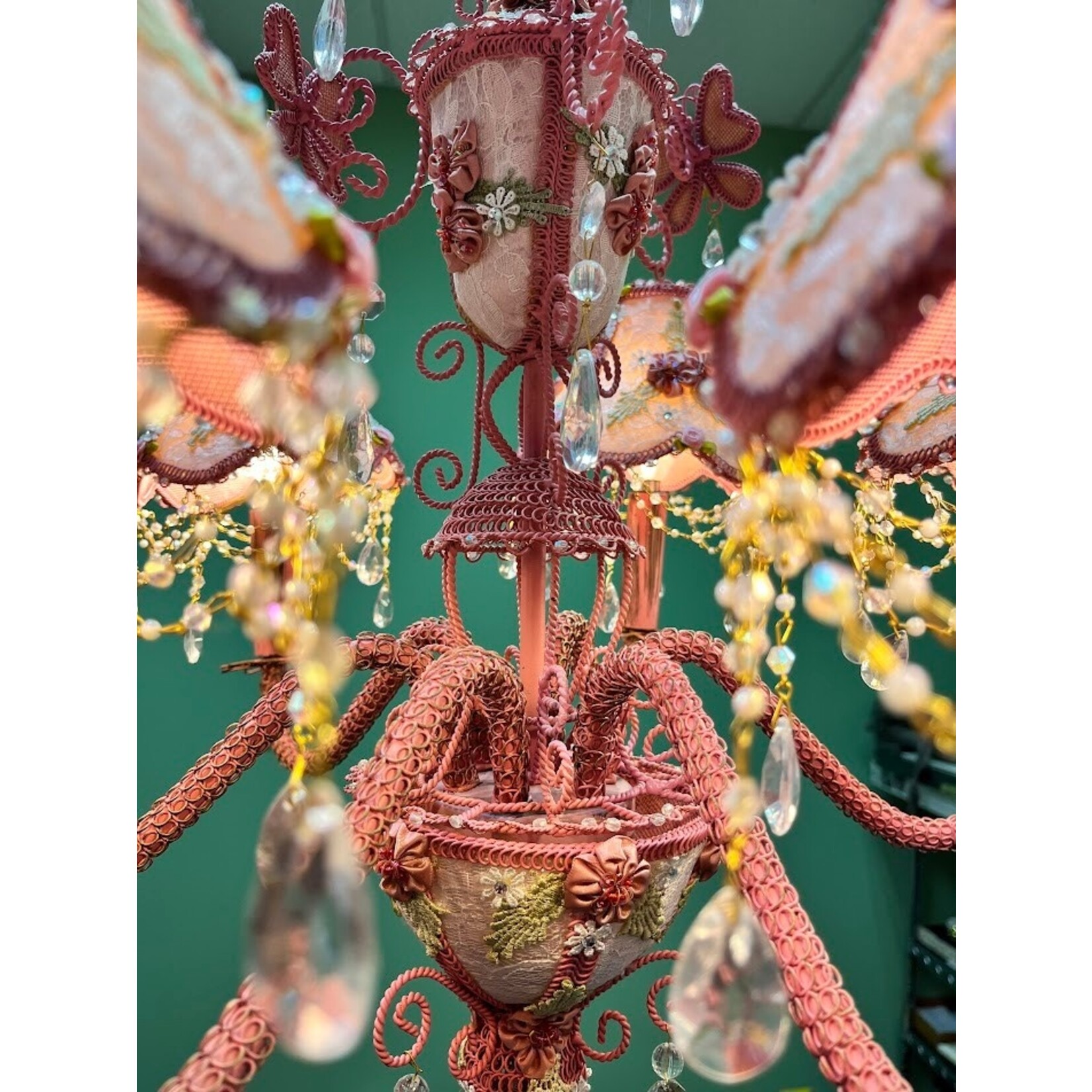 Art Frame Direct Pink Chandelier with Appliqued Shades
