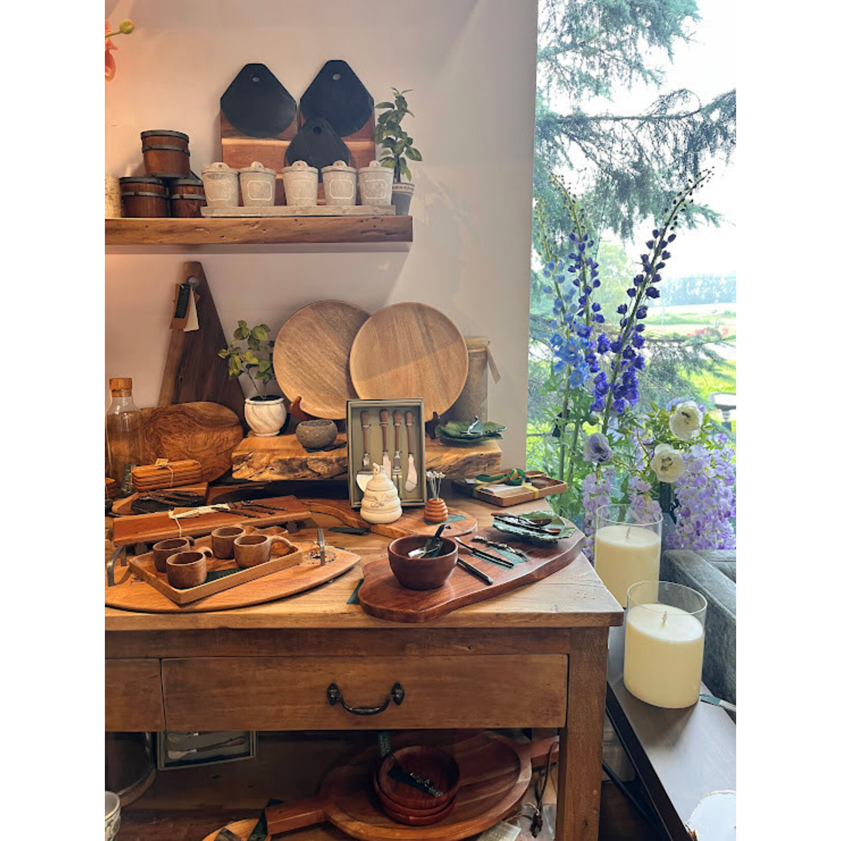 Zodax Redwood Teak Organic Shaped Tray with Bowl