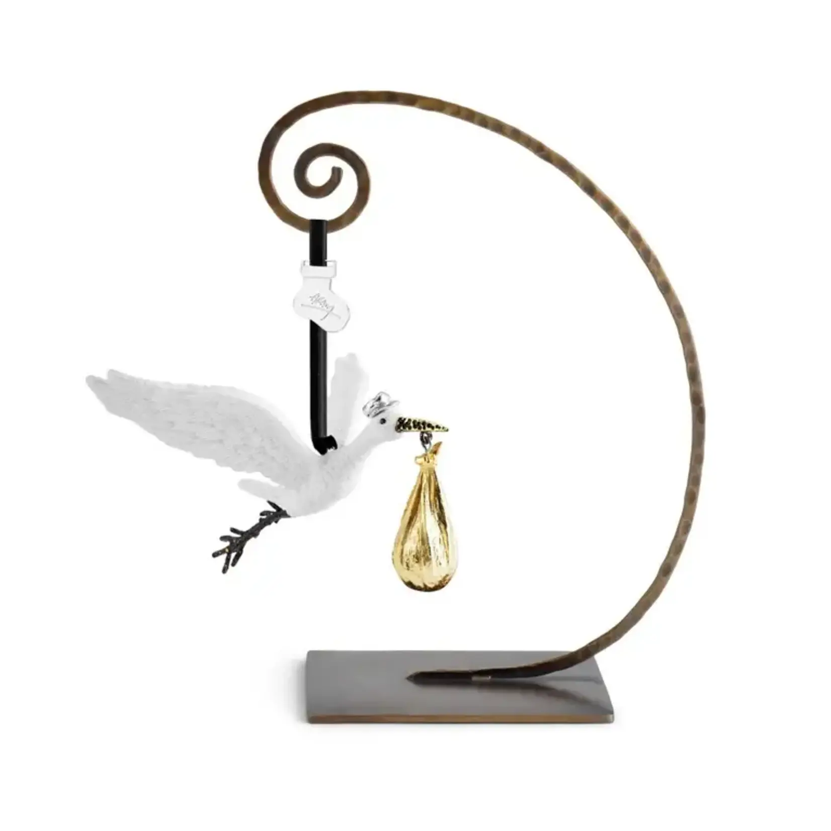 Michael Aram Gold & White Metallic Stork Ornament