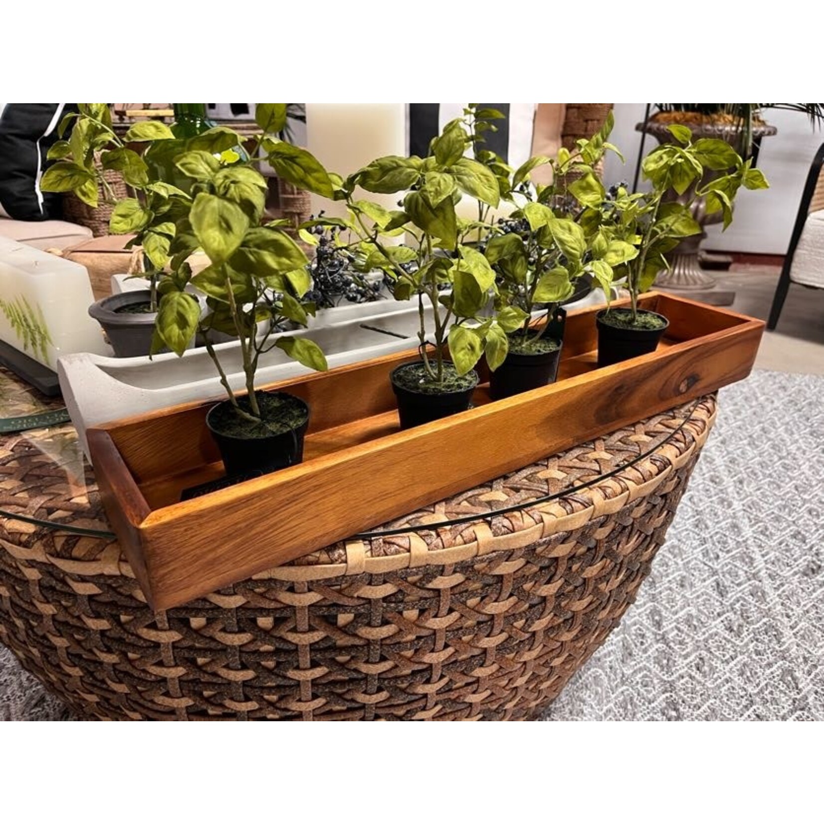 Tremont Floral Rectangular Wooden Tray 26x5.5x2.25
