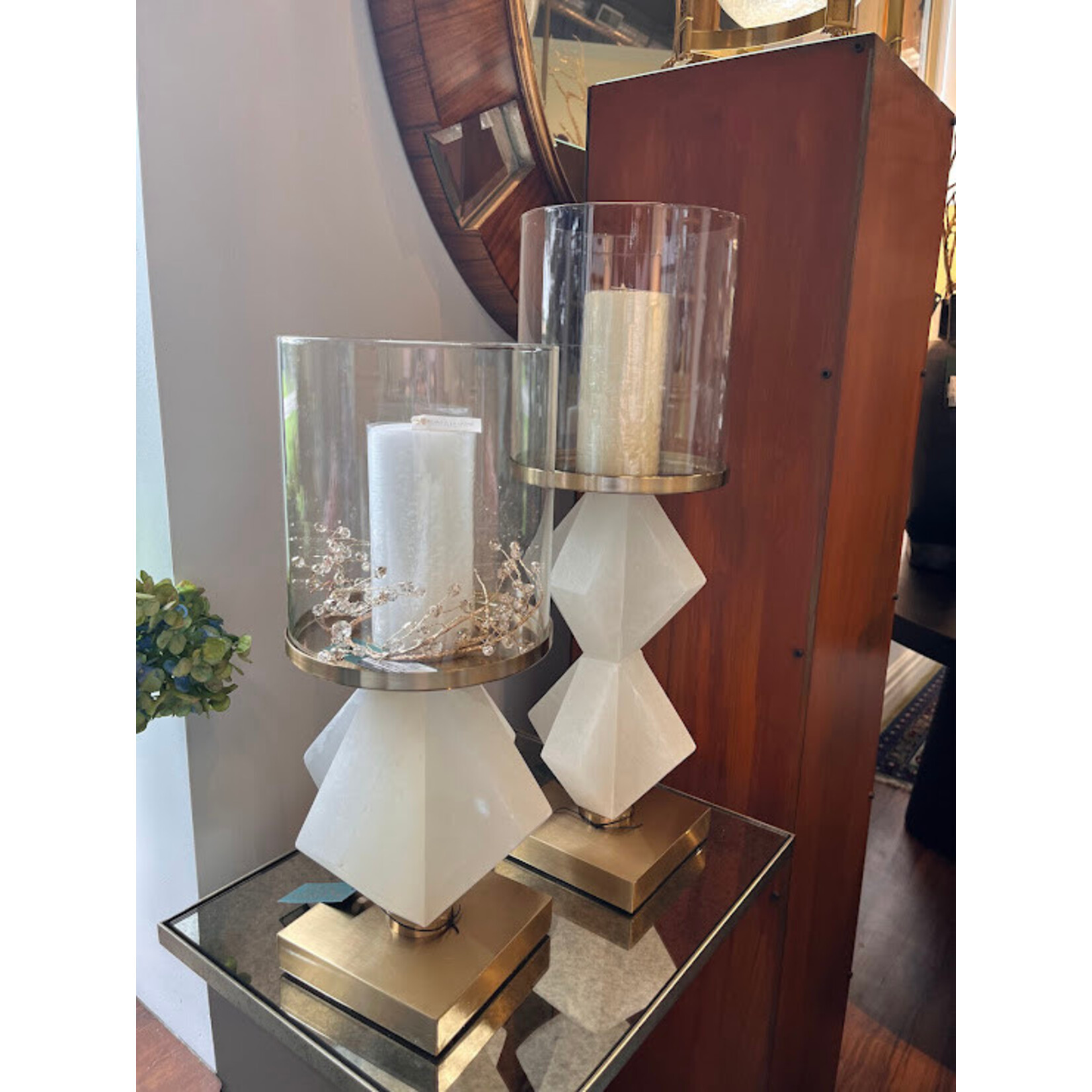Point a la Ligne Large Pillar Linen Candle