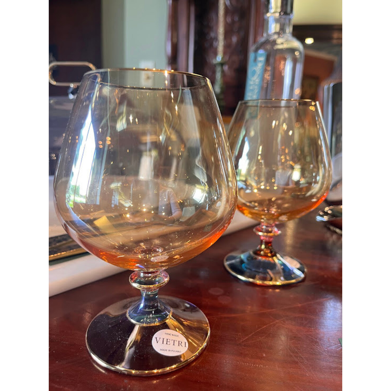 Vietri Regalia Deco Green Brandy Snifter