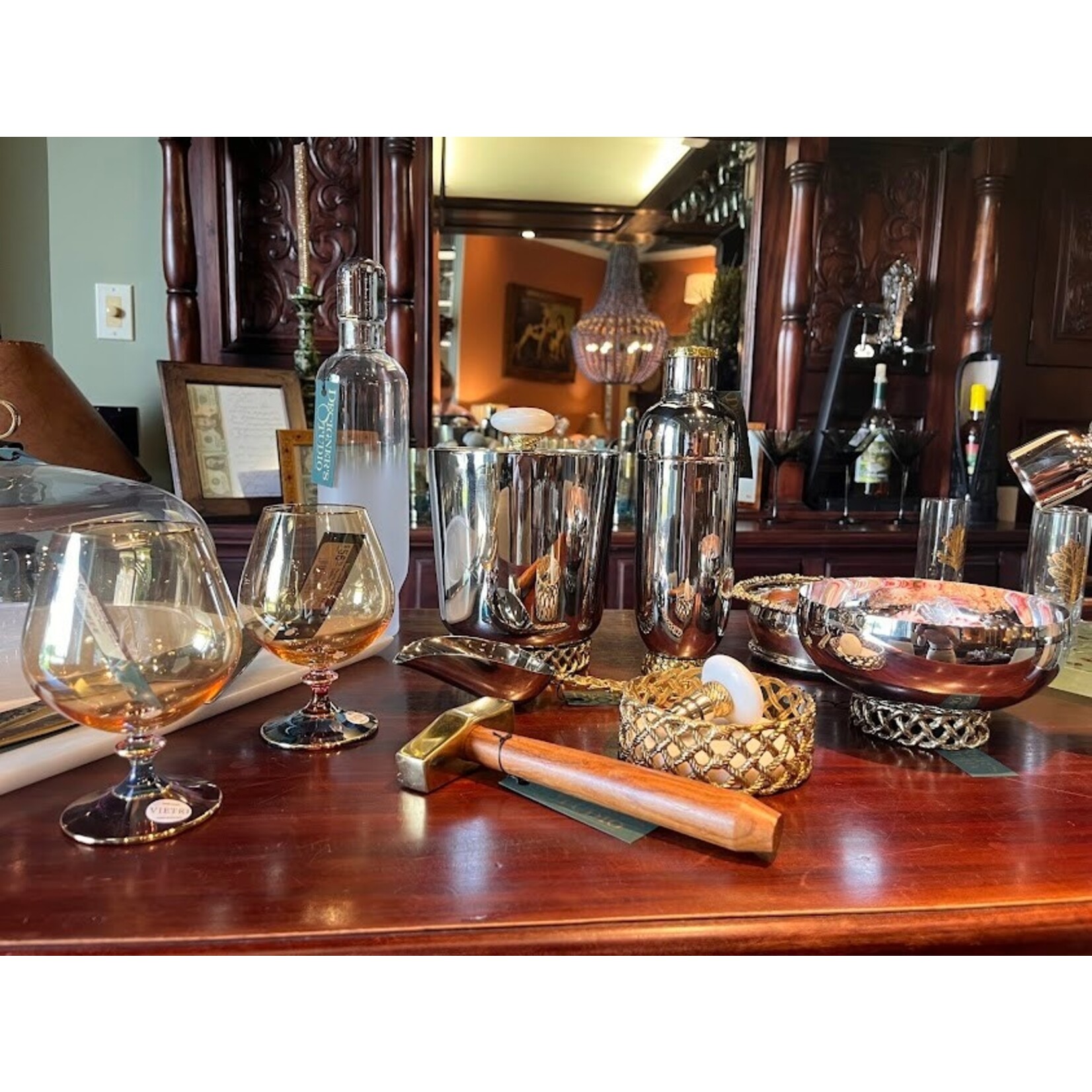 Vietri Regalia Deco Green Brandy Snifter Glass