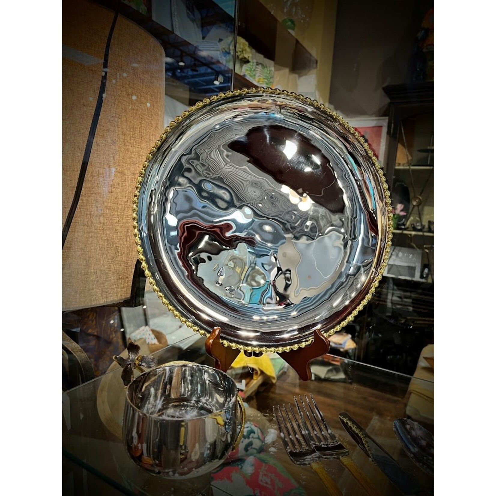 Michael Aram Molten Gold Rimmed White Charger Plate