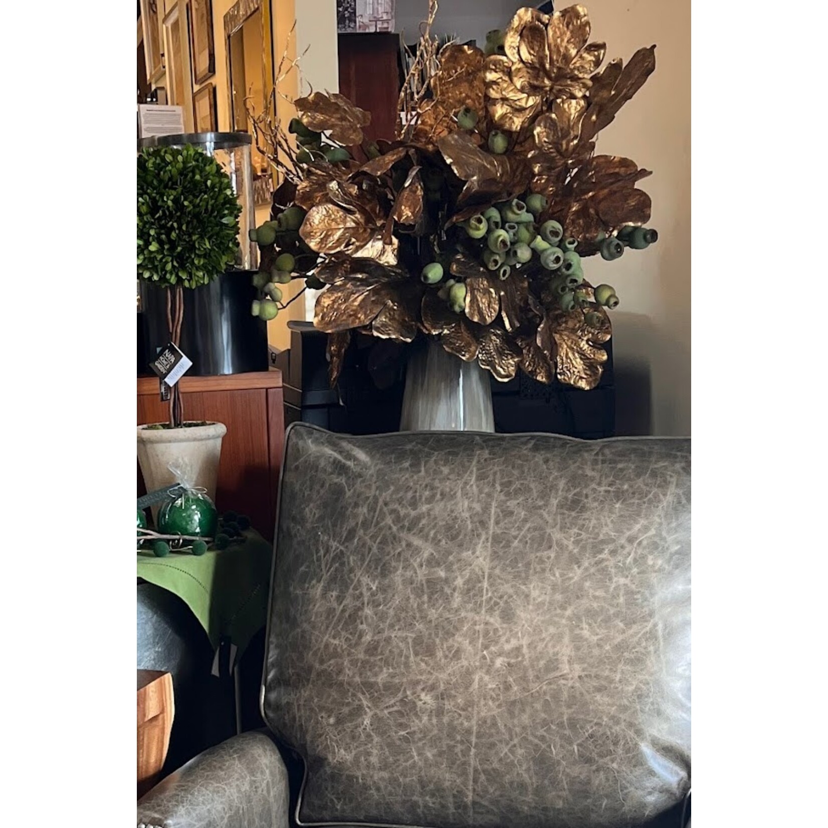 Winward Floral & Seasonal Decor Gold Grape Leaf Branch 26''