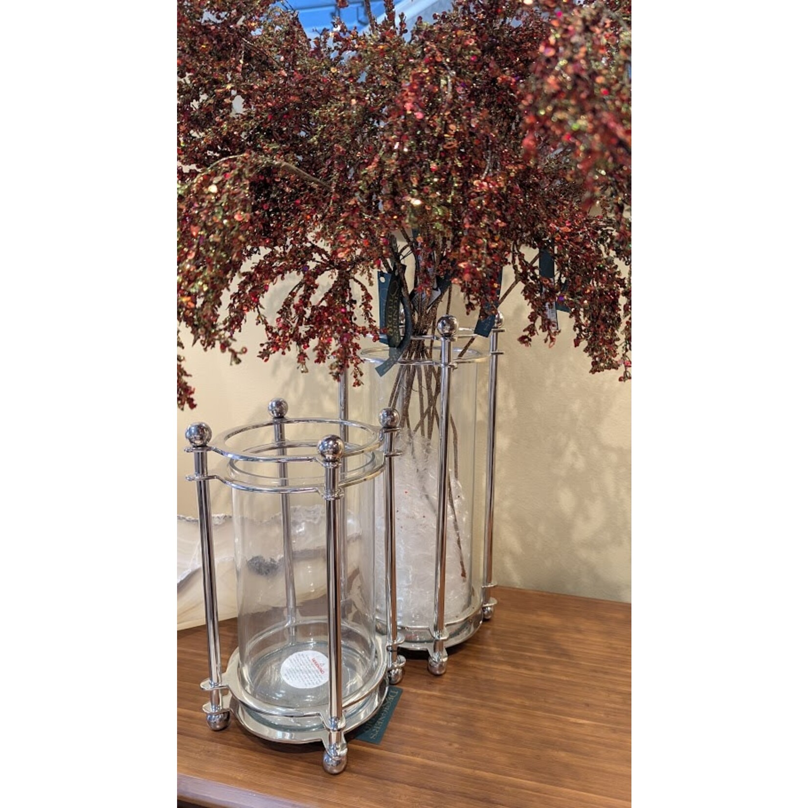 Napa Home and Garden Lauren Silver & Glass Hurricane Candleholder - Large