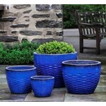 Campania Hyphen Riviera Blue Glazed Terracotta Planter