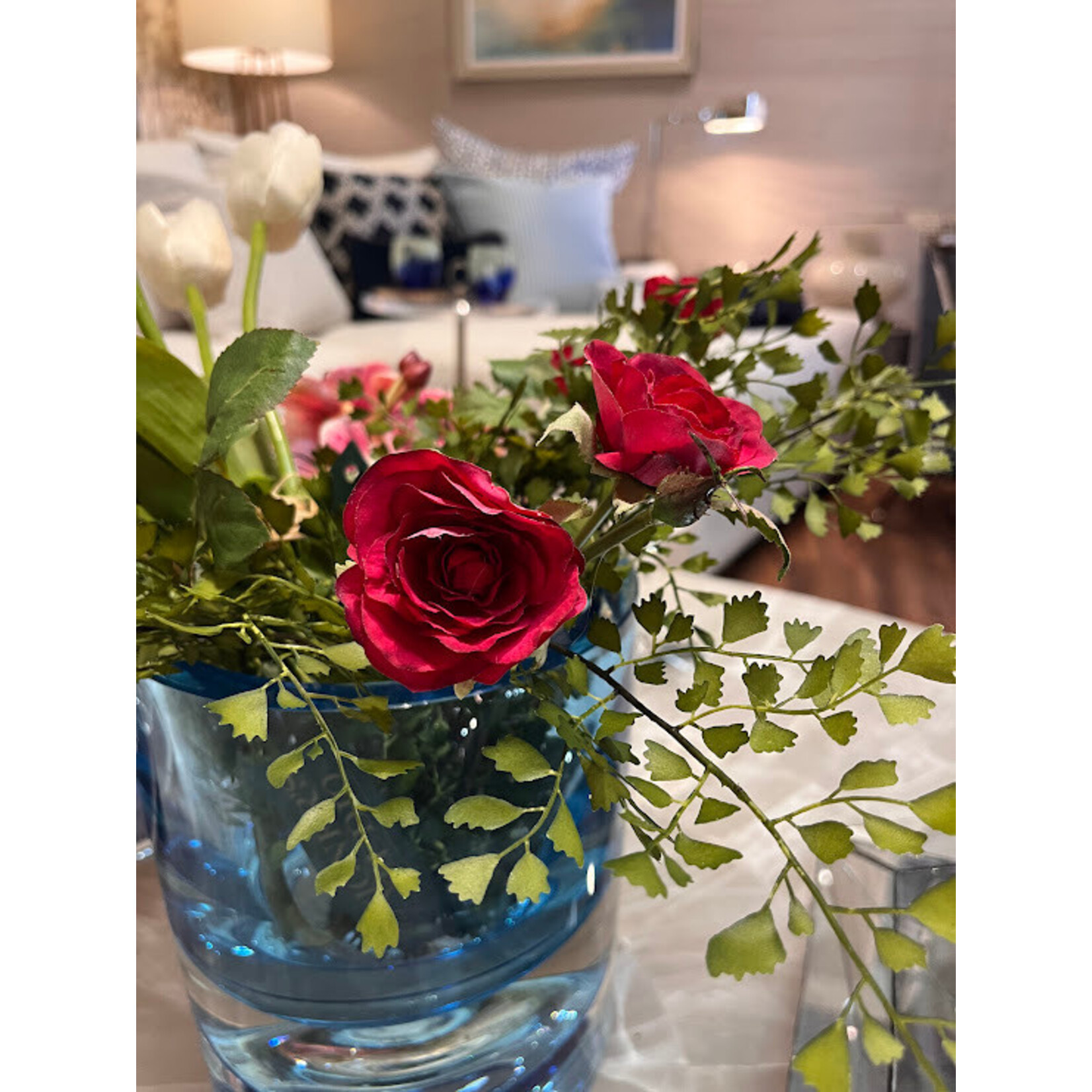 Winward Home Artificial Red Floribunda Rose Stem 19"