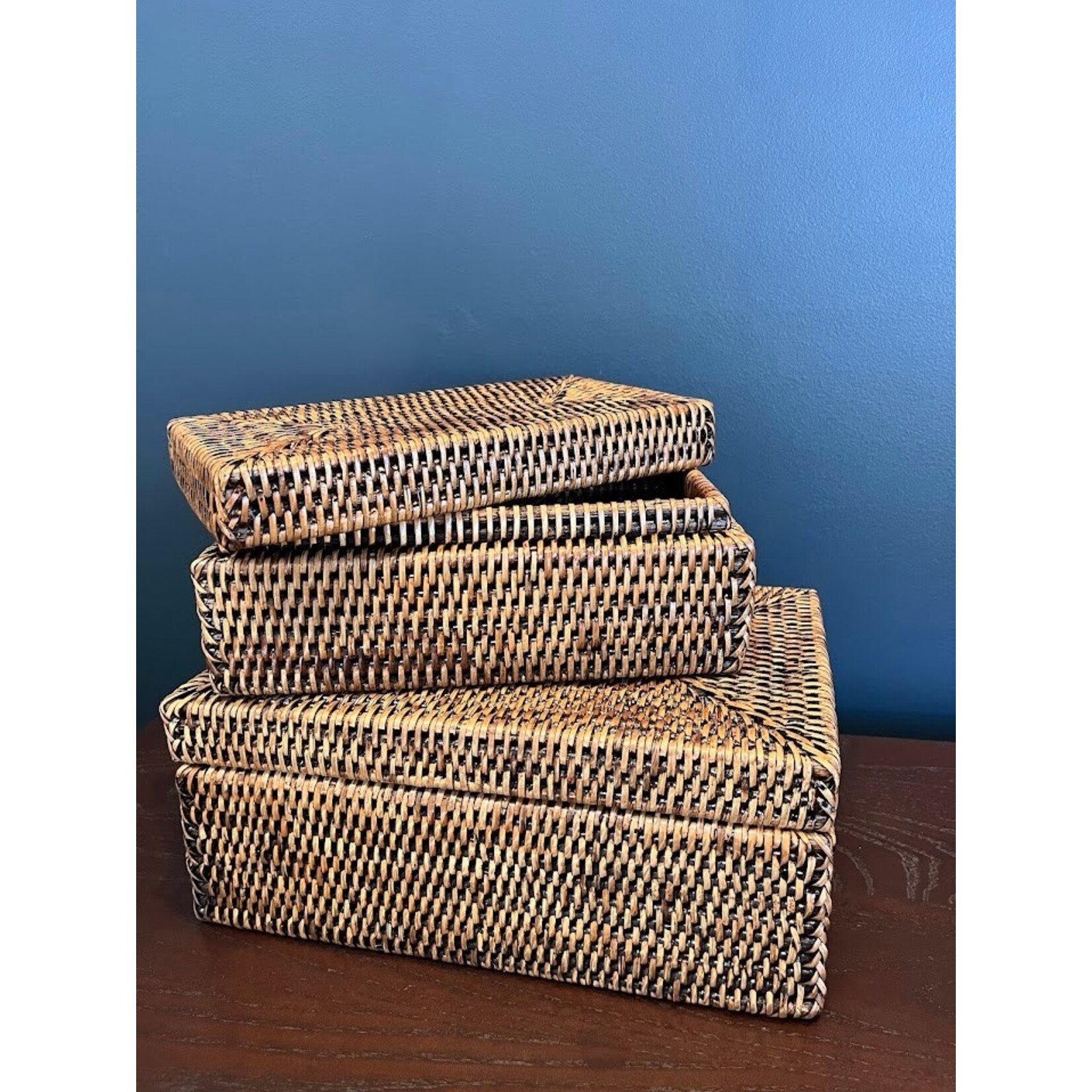 Napa Home and Garden Burma Rattan Rectangular Lidded Boxes Set of 2