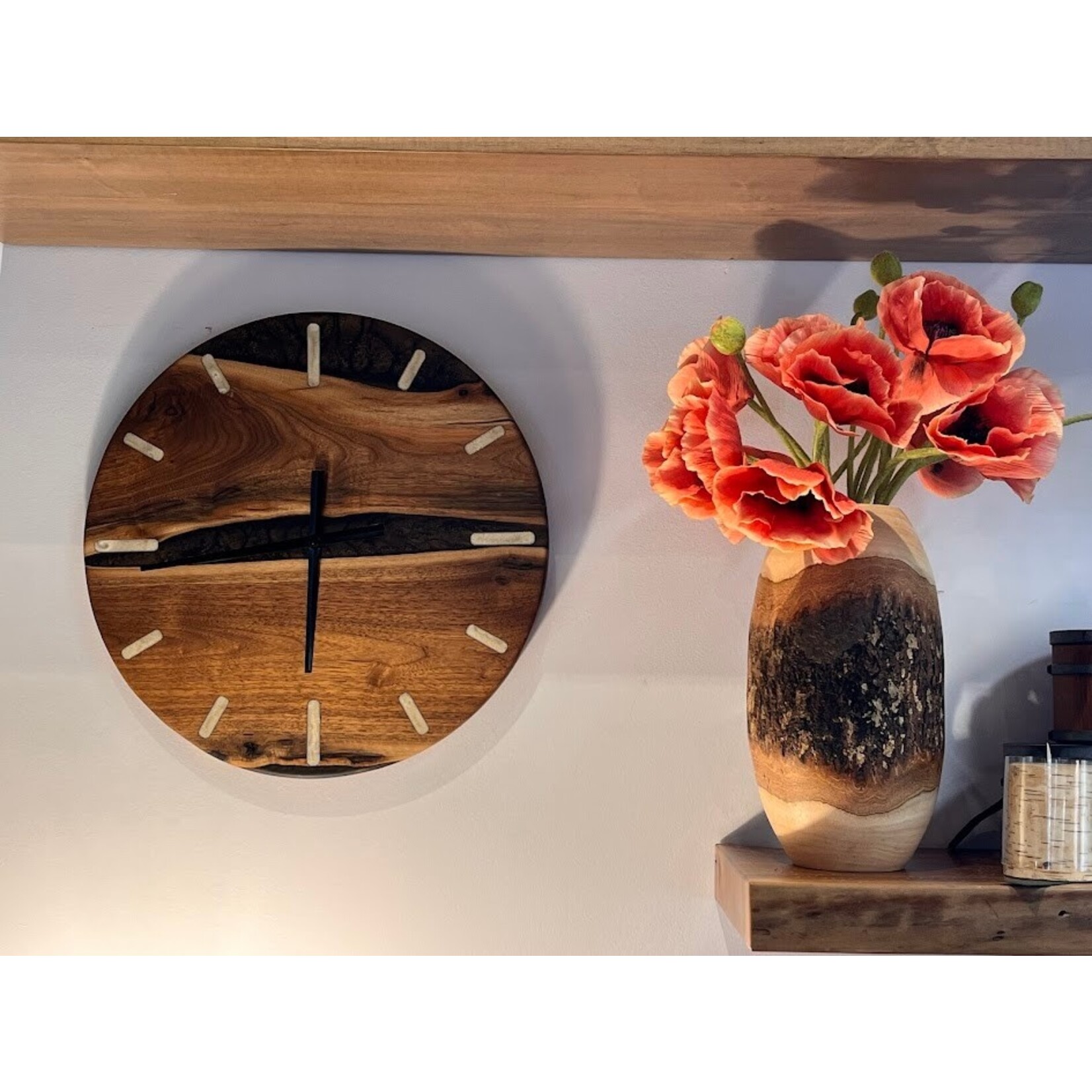 Rothrock Wood Project Black Walnut Clock Bronze and Gold Resin