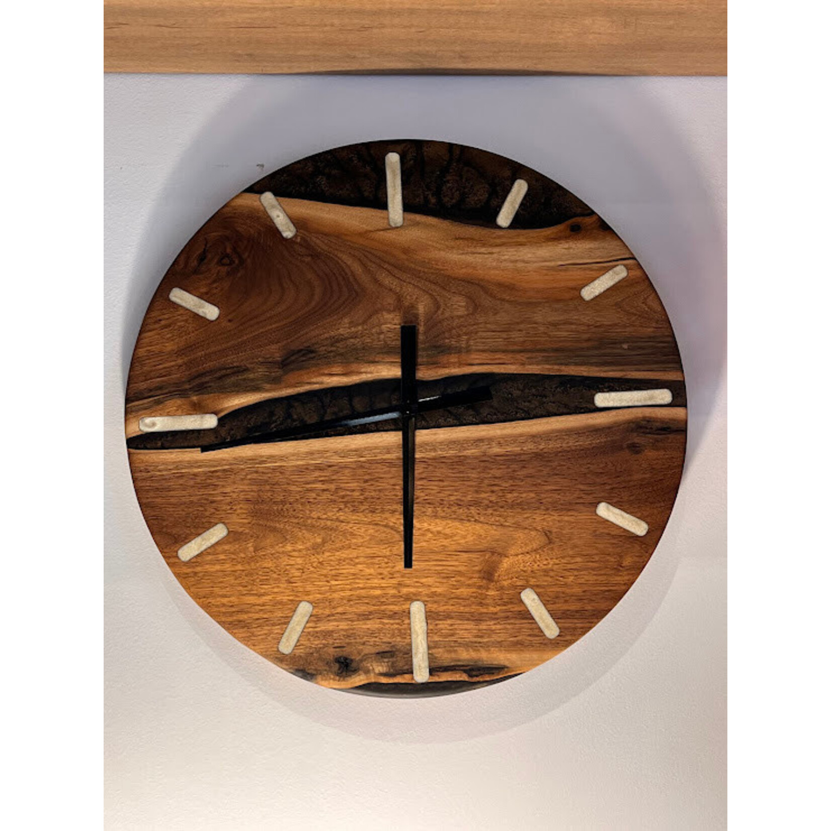 Rothrock Wood Project Black Walnut Clock Bronze and Gold Resin
