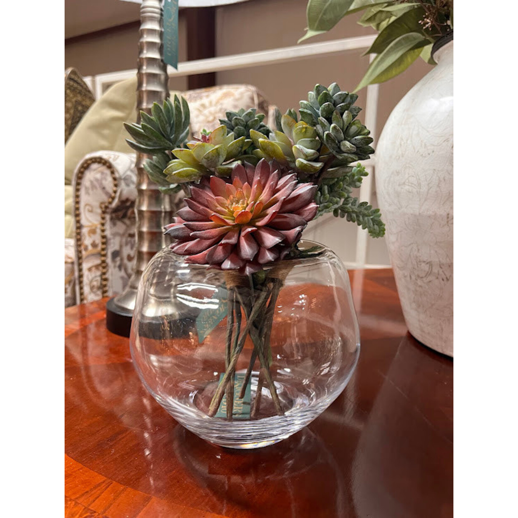 Global Views Organic Formed Vase Platinum Rim Small