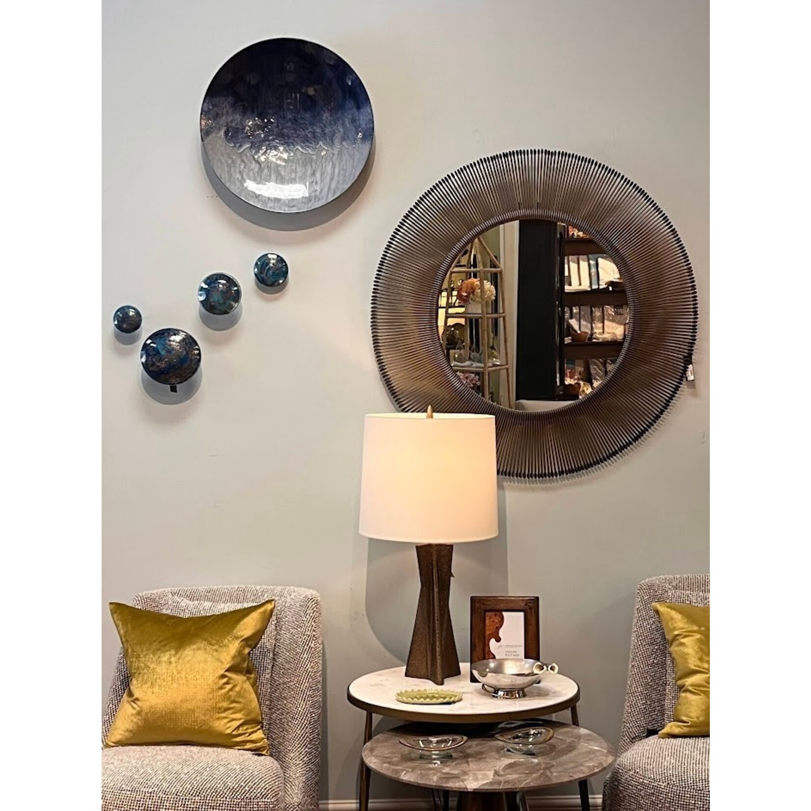 Global Views Glass Wall Art Mushrooms Blue Set of 4