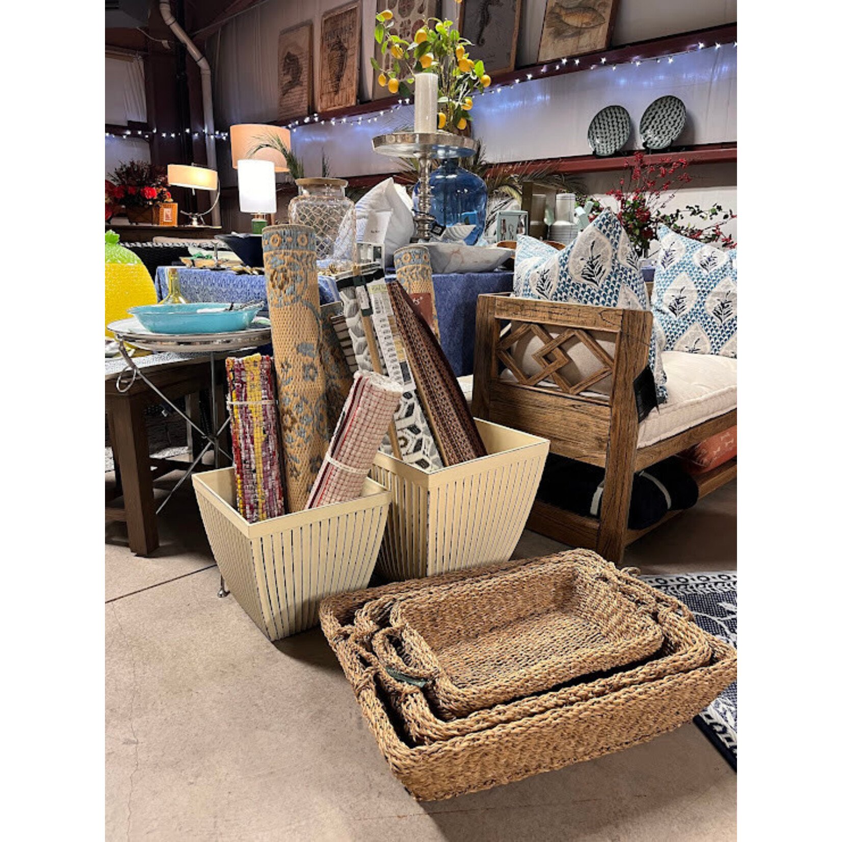 Napa Home and Garden Glazelite Ribbed Cream Square Planters - Set of 2