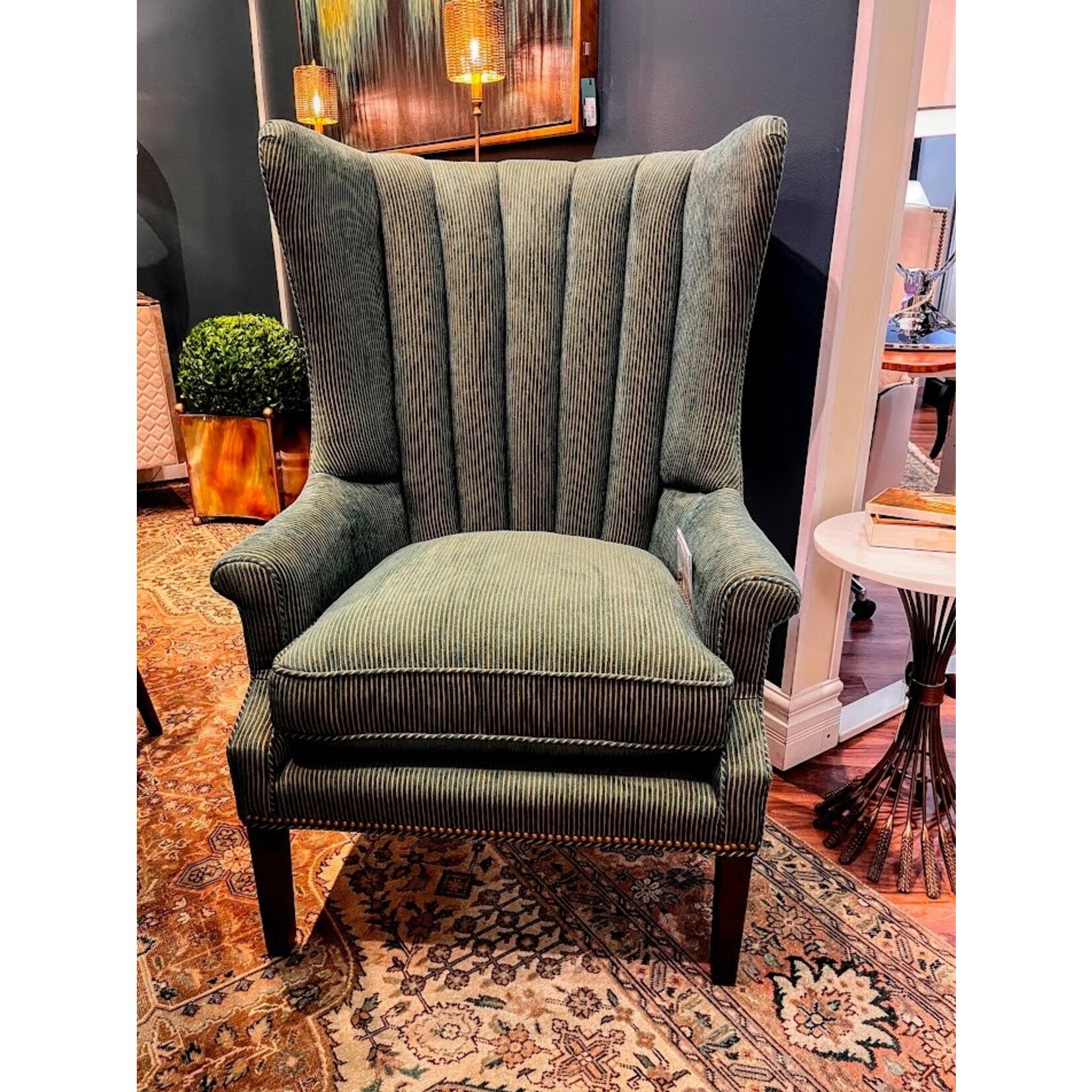 Taylor King Philosopher Wing Chair Uproar Dark Ivy