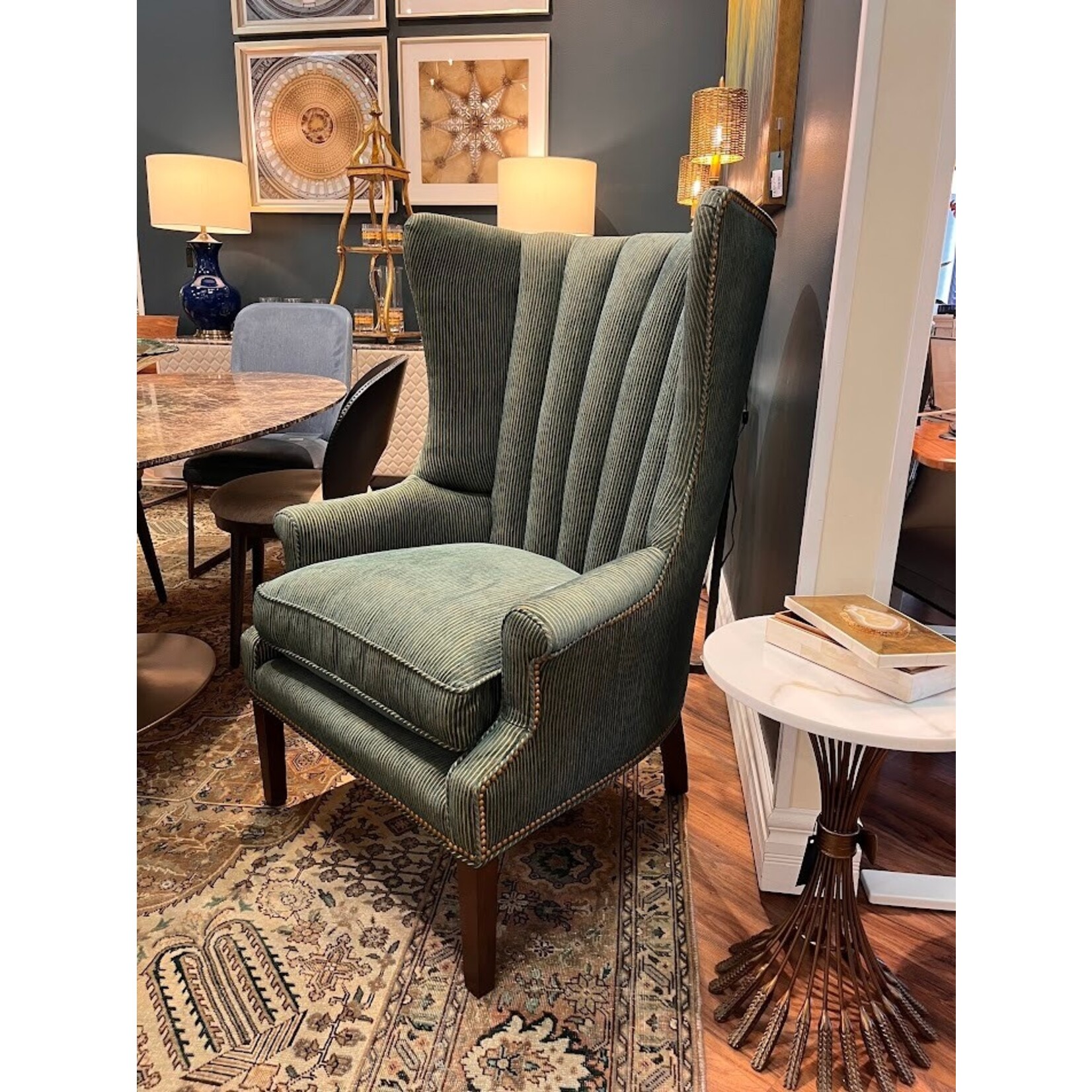 Taylor King Philosopher Wing Chair Uproar Dark Ivy