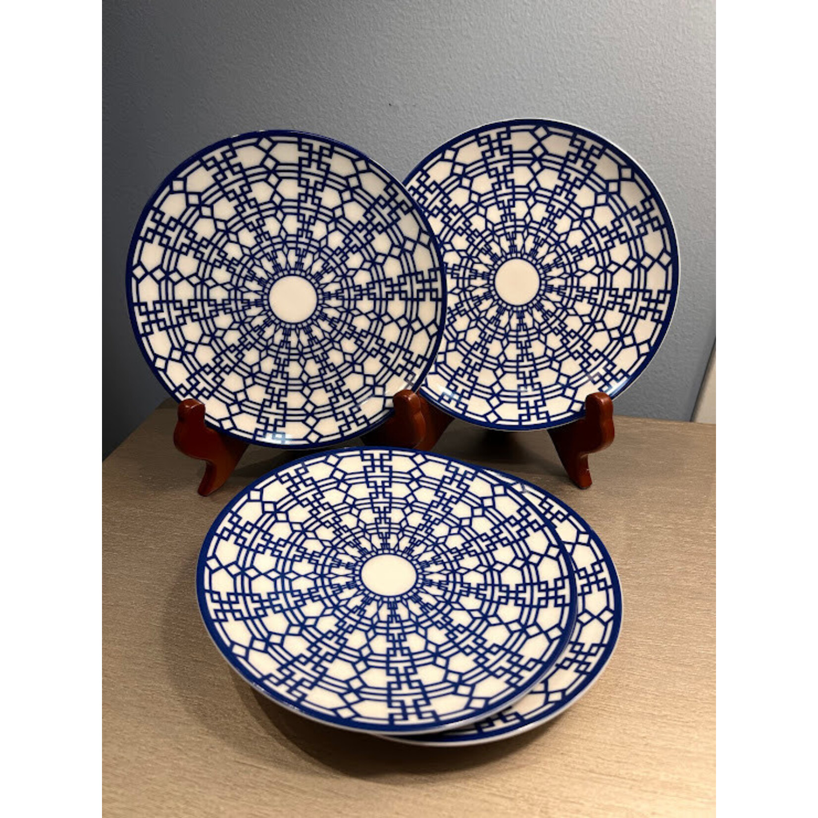 Caskata Newport Blue Canape Plates Set of 4