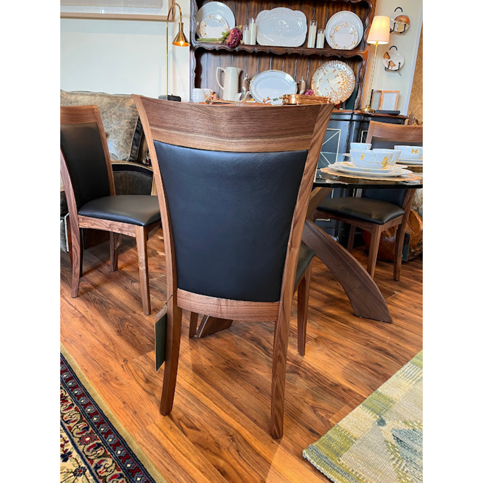Copeland Morgan Walnut Sidechair Black Leather