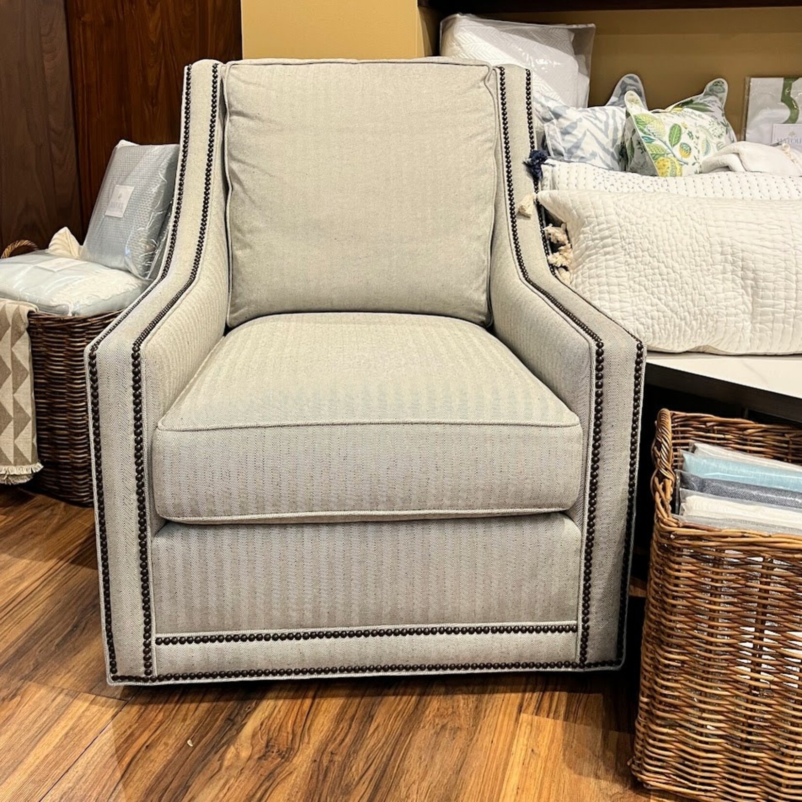Taylor King Larsen Swivel Chair Lauren Herringbone
