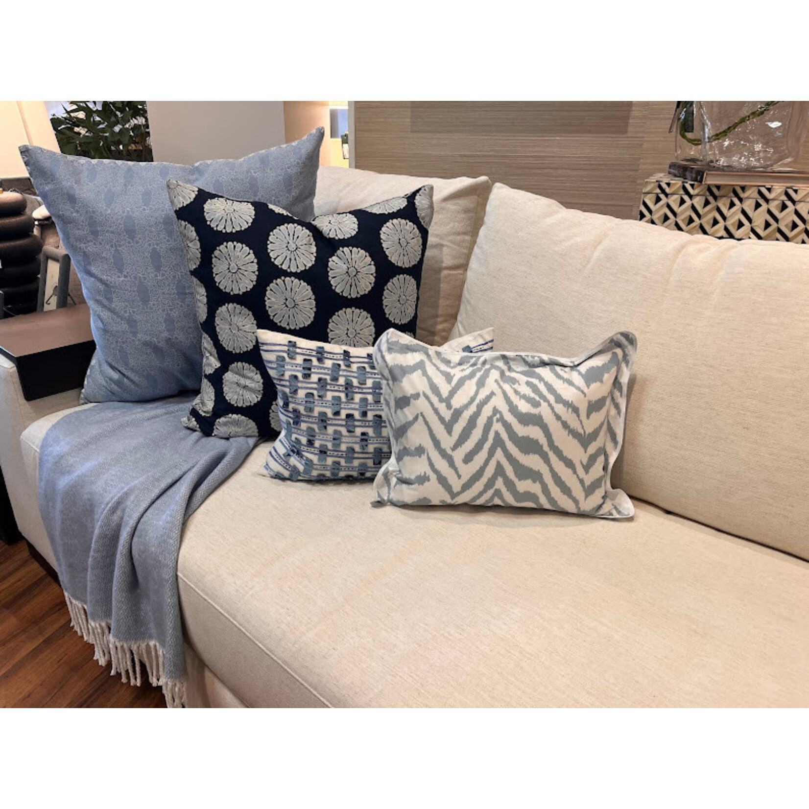 Matouk Quincy Boudoir Pillow Sham Hazy Blue