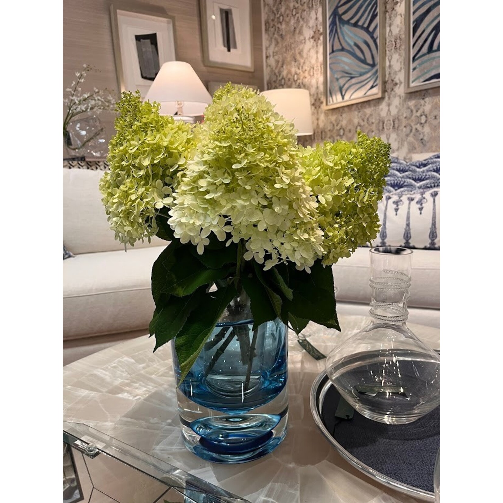 Global Views Thick Cylinder Vase Powder Blue Light Blue Small