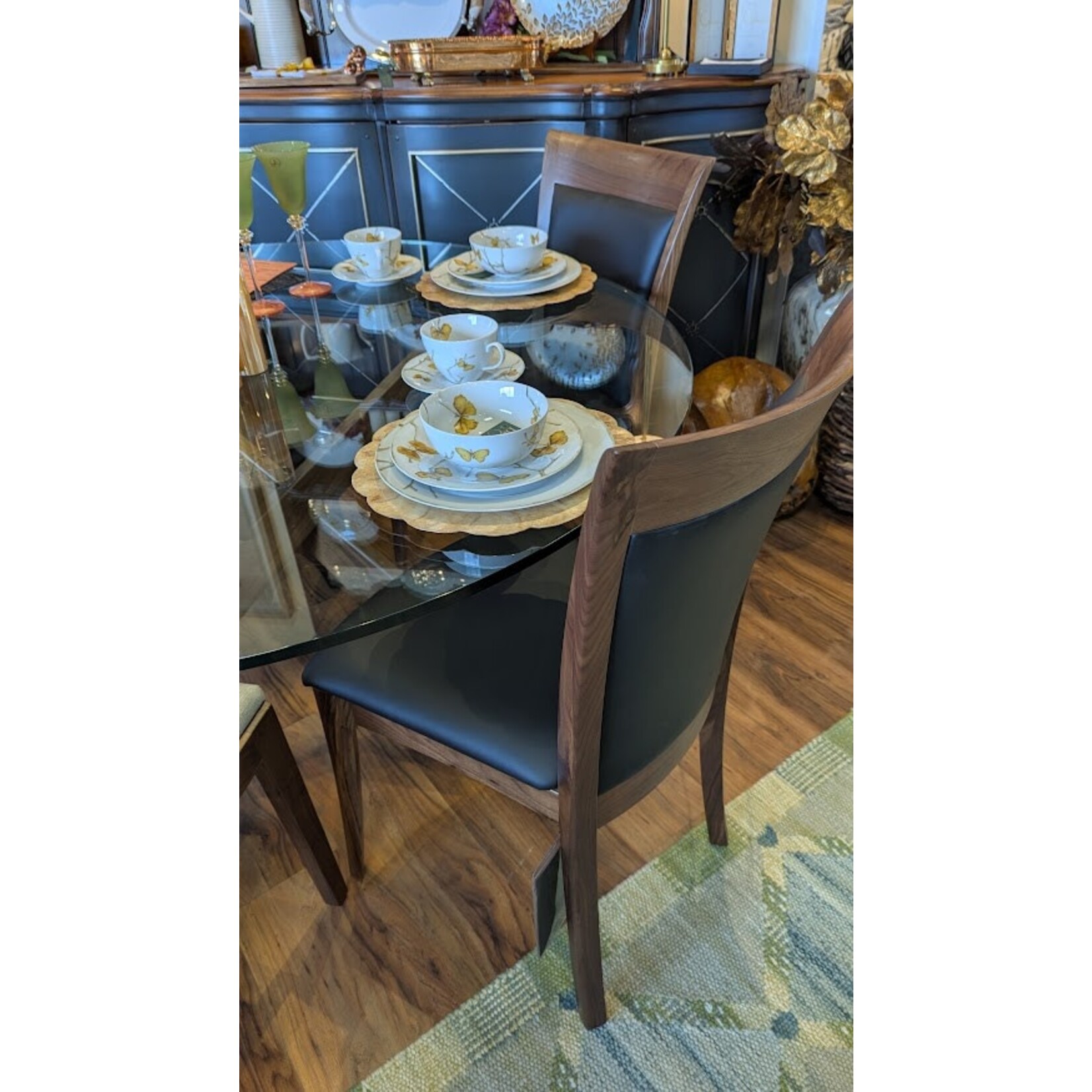 Copeland Entwine Walnut 54" Round Glass Dining Table