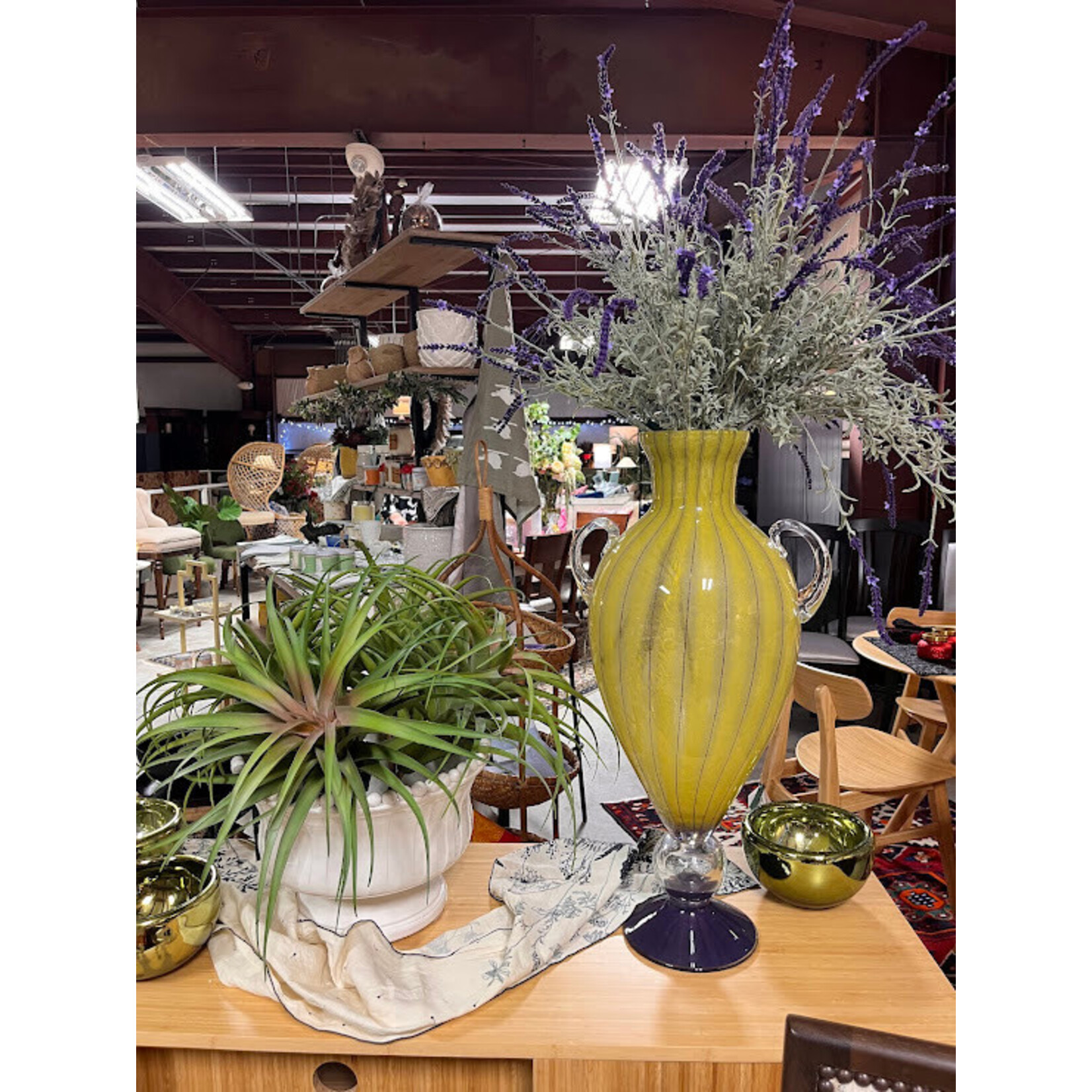 Winward Home Artificial Green Burgundy Spider Bromelia Plant Pick 17"