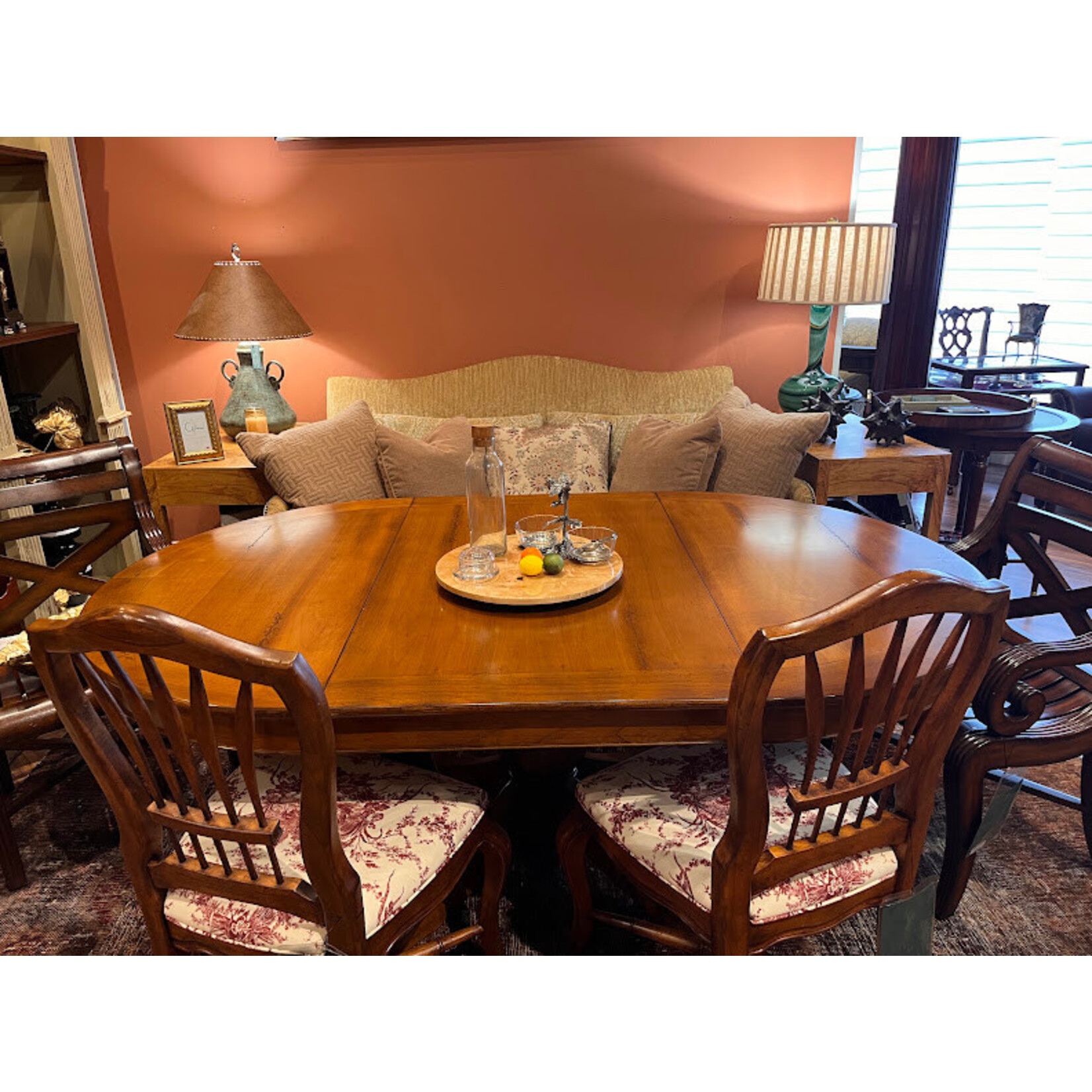 LaDorada Burl Veneer Revolving Tray Lazy Susan