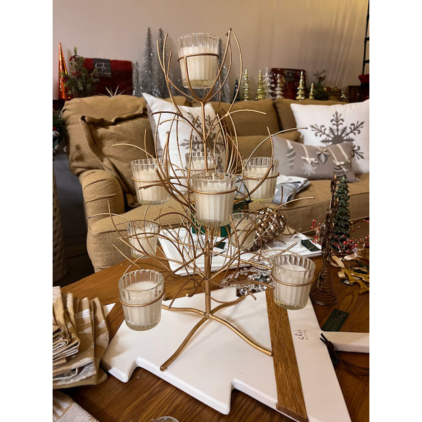 Point a la Ligne Tree with 9 Mini Votives Candleholder