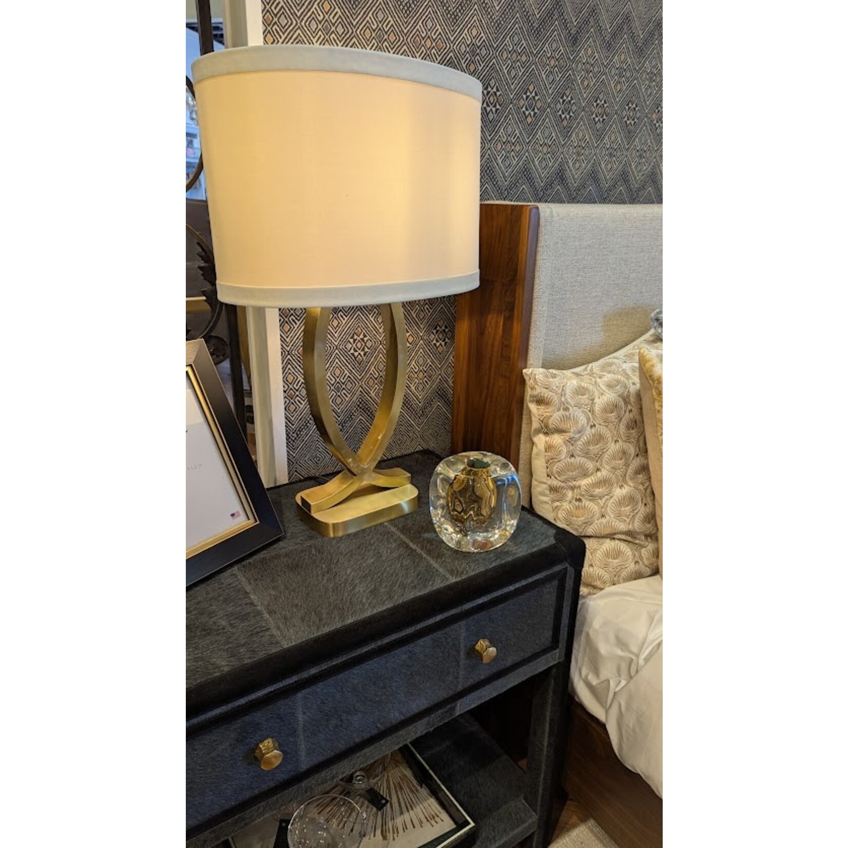 Made Goods Terrell  Dark Gray Hair-On-Hide Black Suede Nightstand