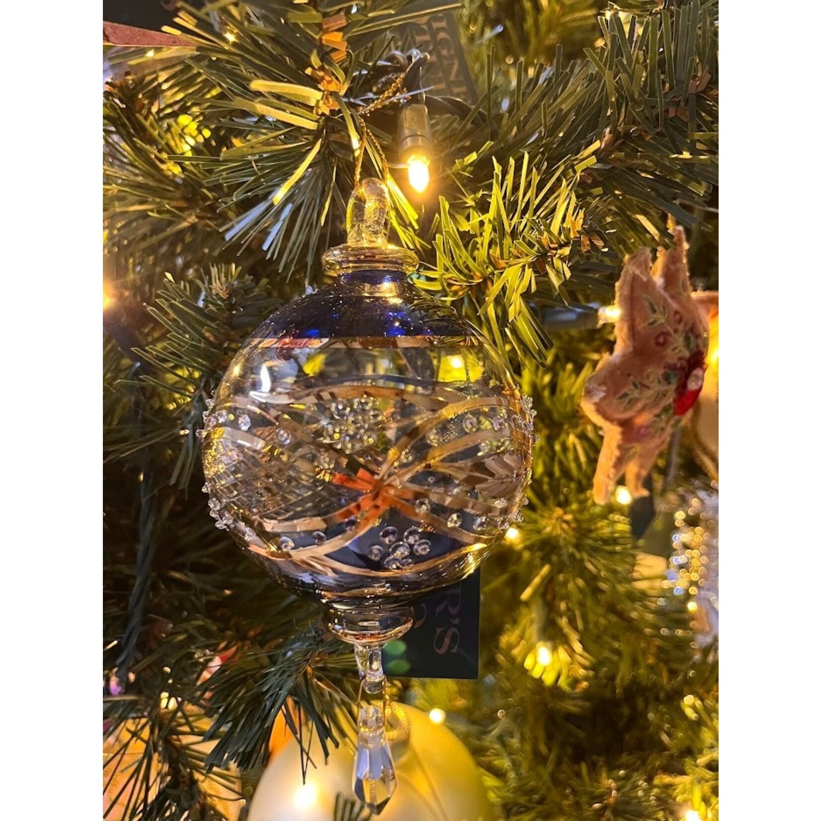 Unique Tradings Glass Ball Gold Plated Ornament