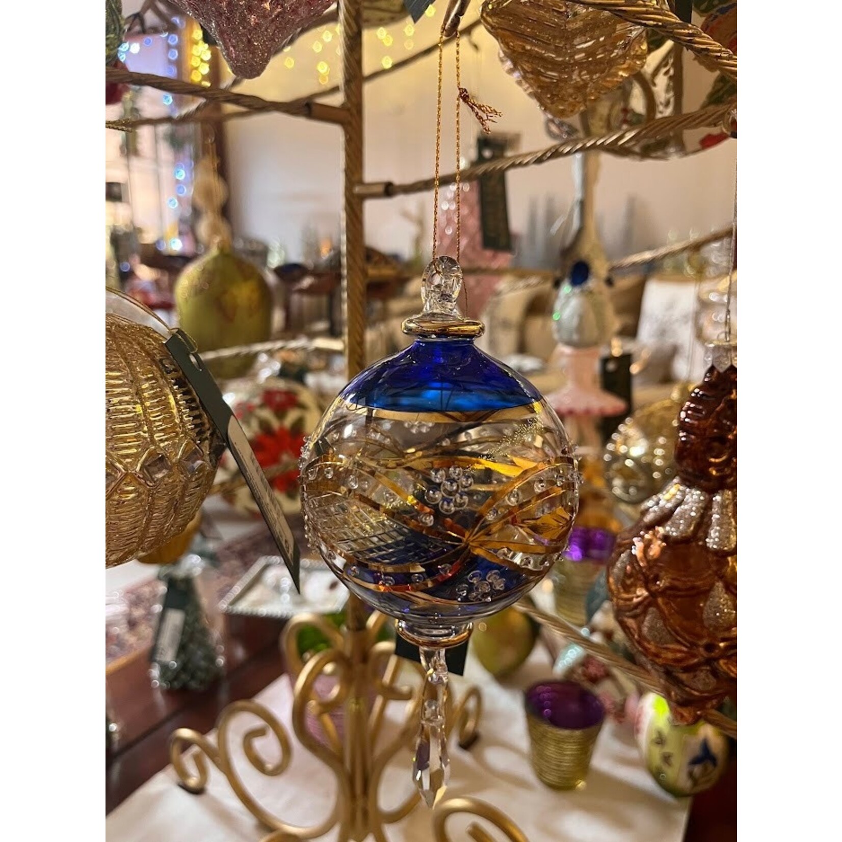 Unique Tradings Glass Ball Gold Plated Ornament