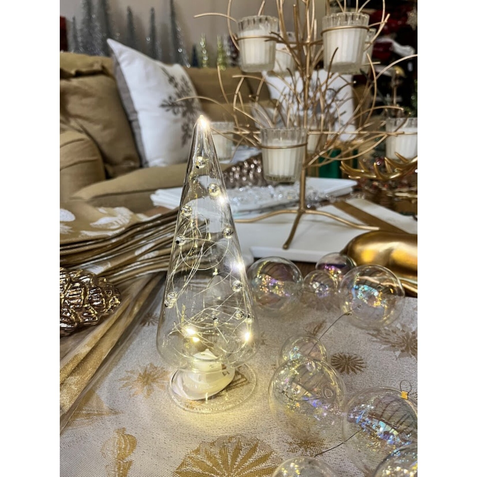 Zodax LED Glass Tree with Silver Beads