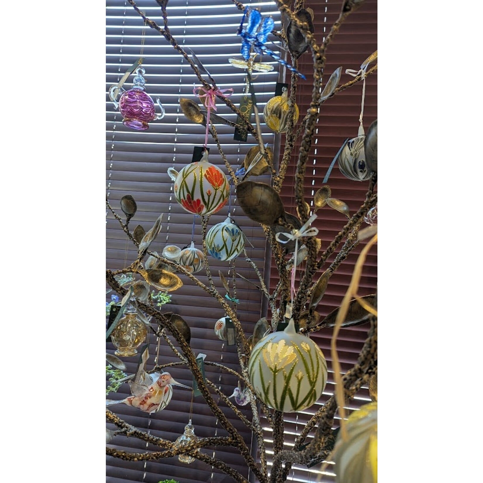 Unique Tradings Iridescent Hummingbird Marble Glass Ornament