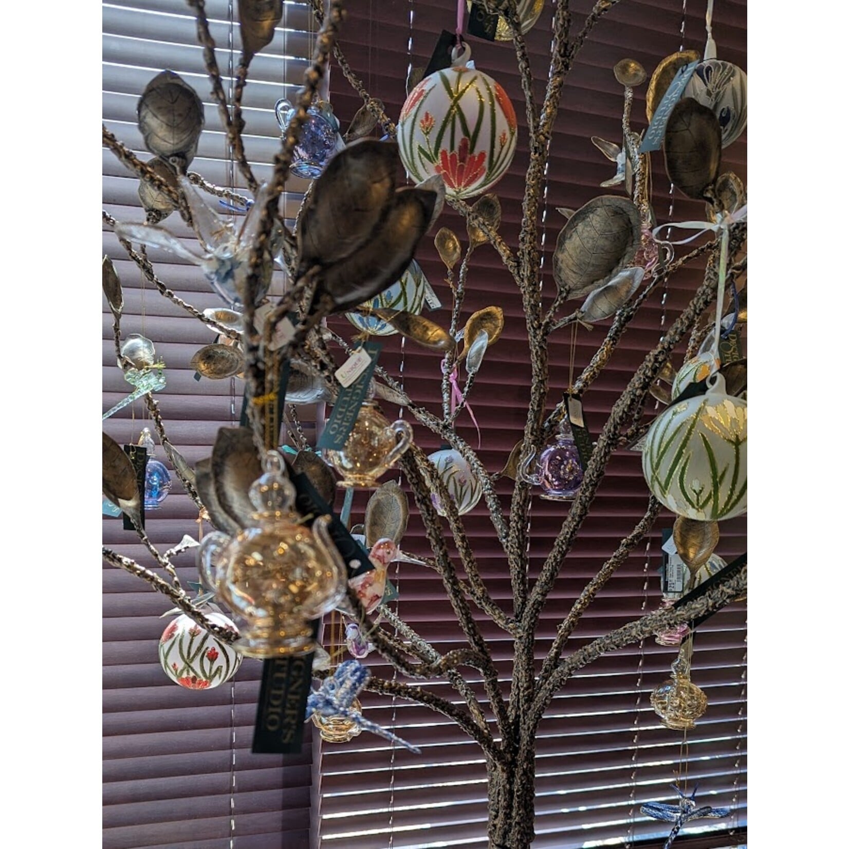 Unique Tradings Gold Dragonfly Mouth Blown Glass Ornament
