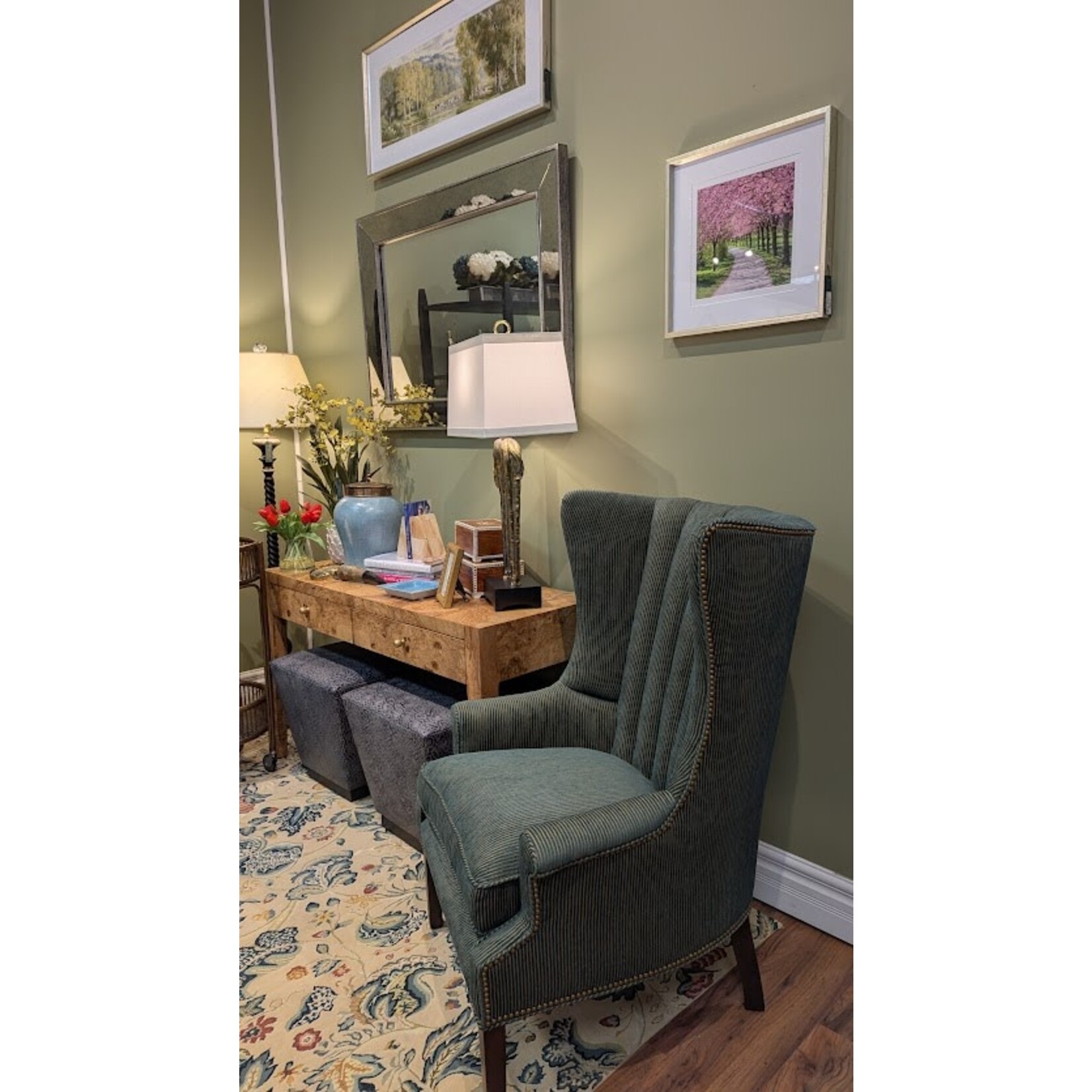 Taylor King Philosopher Wing Chair Uproar Dark Ivy