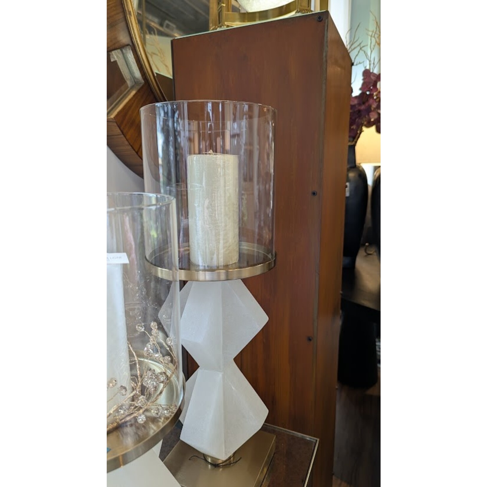 Point a la Ligne Large Pillar Linen Candle