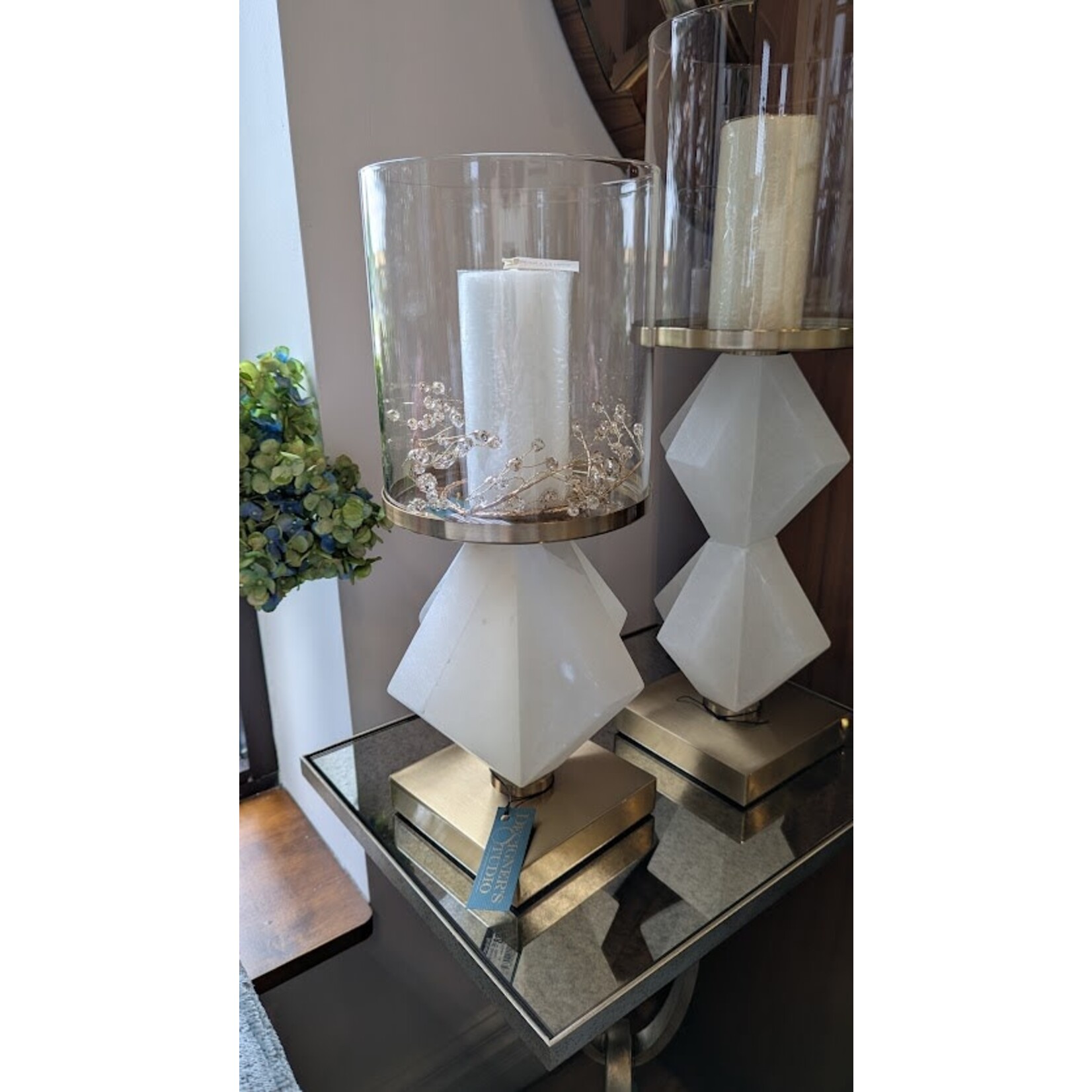 Point a la Ligne Large Pillar White Candle