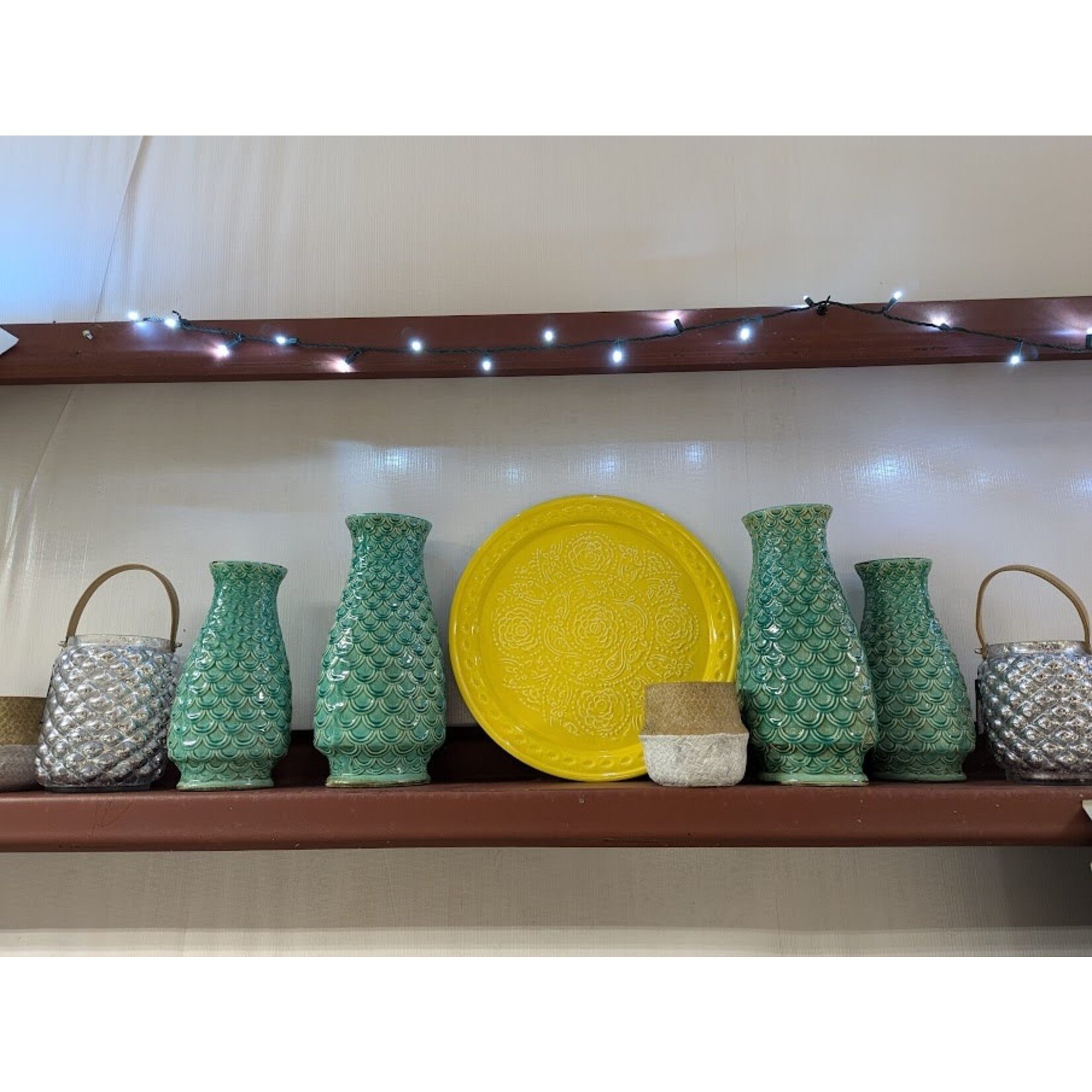 Napa Home and Garden Basket Weave Natural & White Belly Cachepot - Small 6.25" x 5.5"