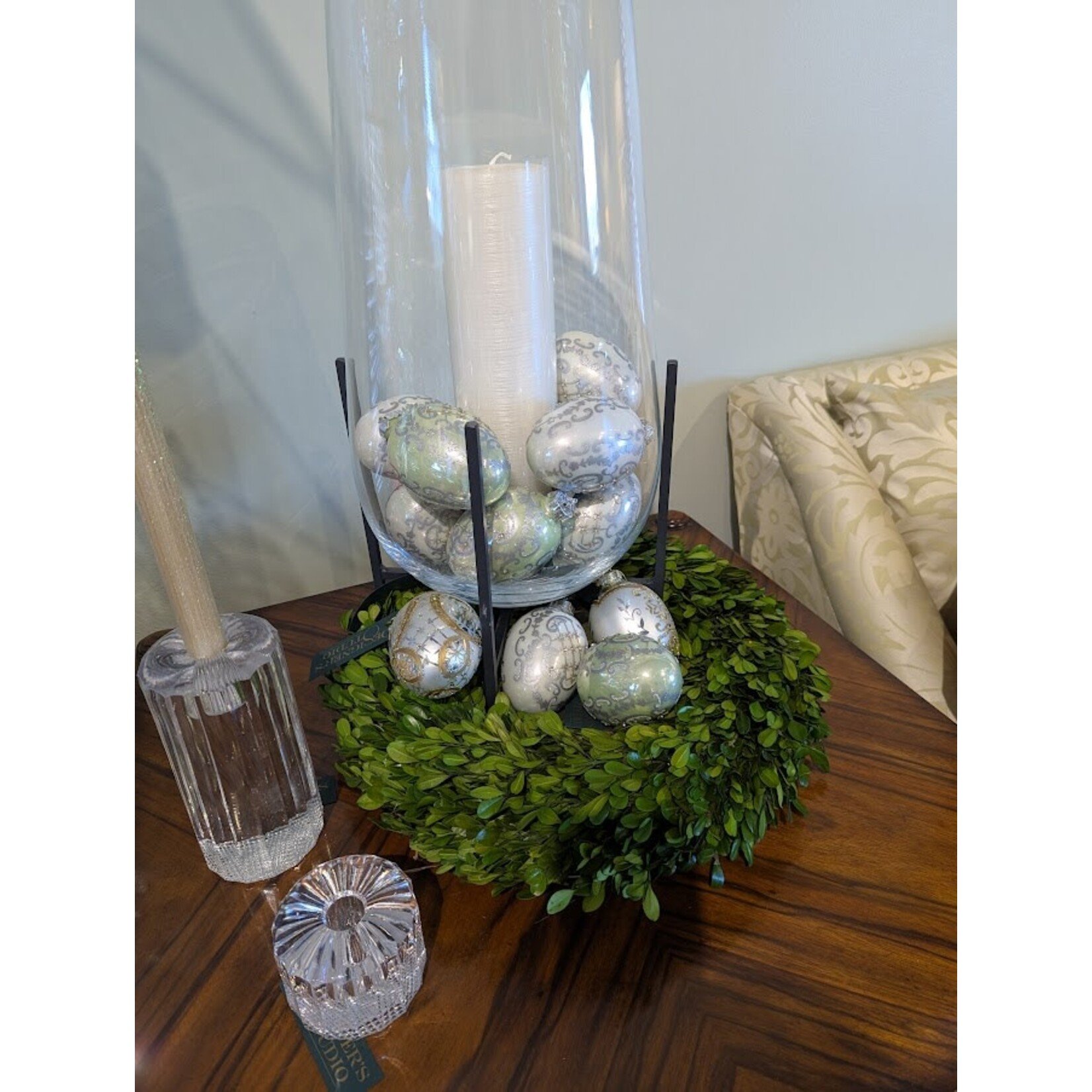 Zodax Salema Glass Vase Hurricane on Metal Stand - Large