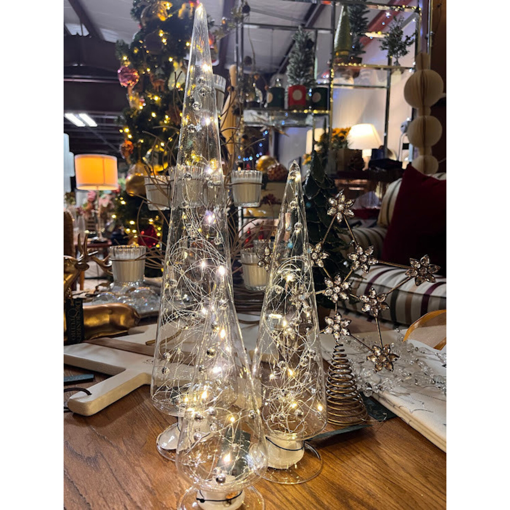 Zodax LED Glass Tree with Silver Beads