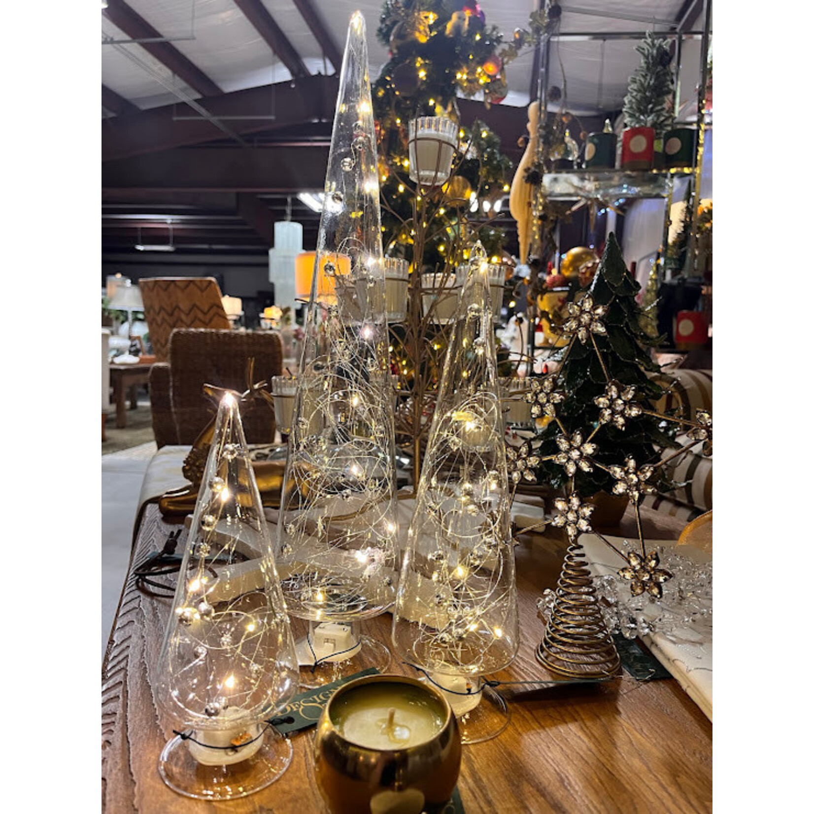 Zodax LED Glass Tree with Silver Beads