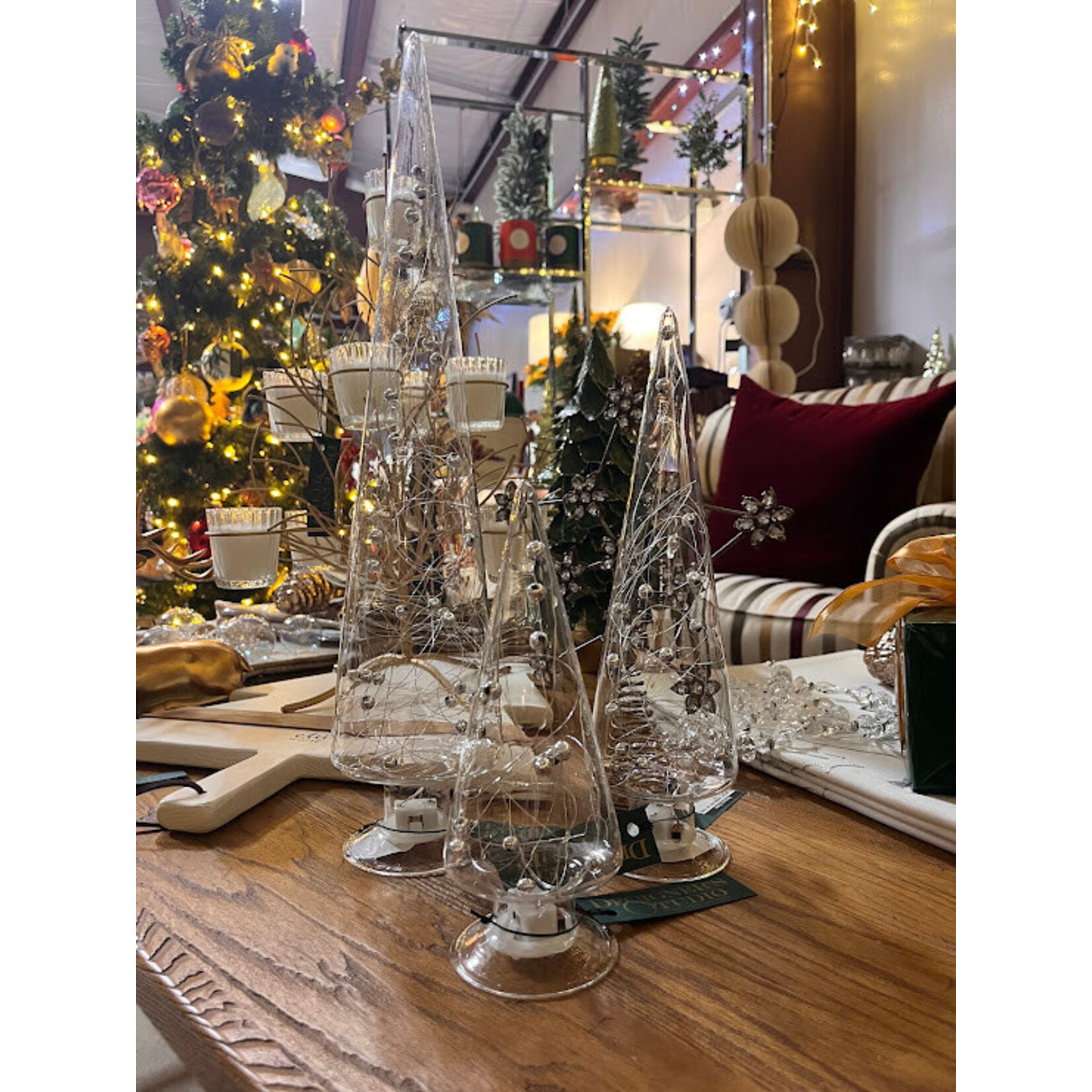 Zodax LED Glass Tree with Silver Beads