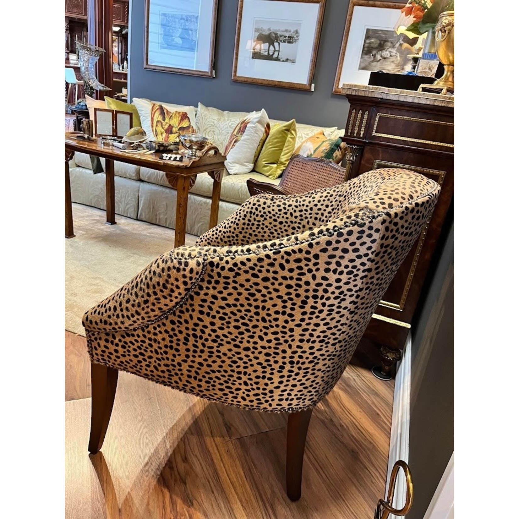 Sherrill Furniture Whittemore Cotswo Chair Hair on Hide Natural Cheetah