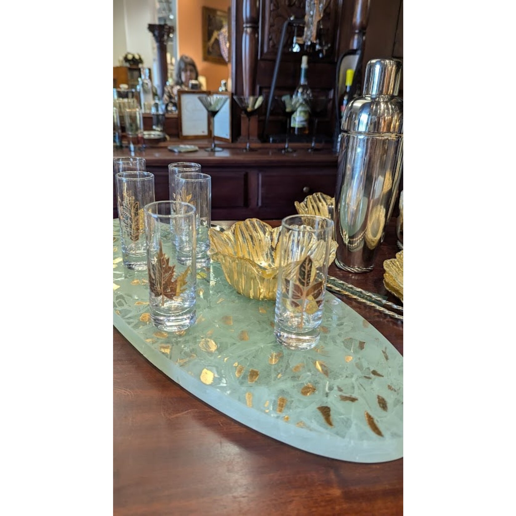Zodax Feuilles Gold Leaf Shot Glass Set of 6
